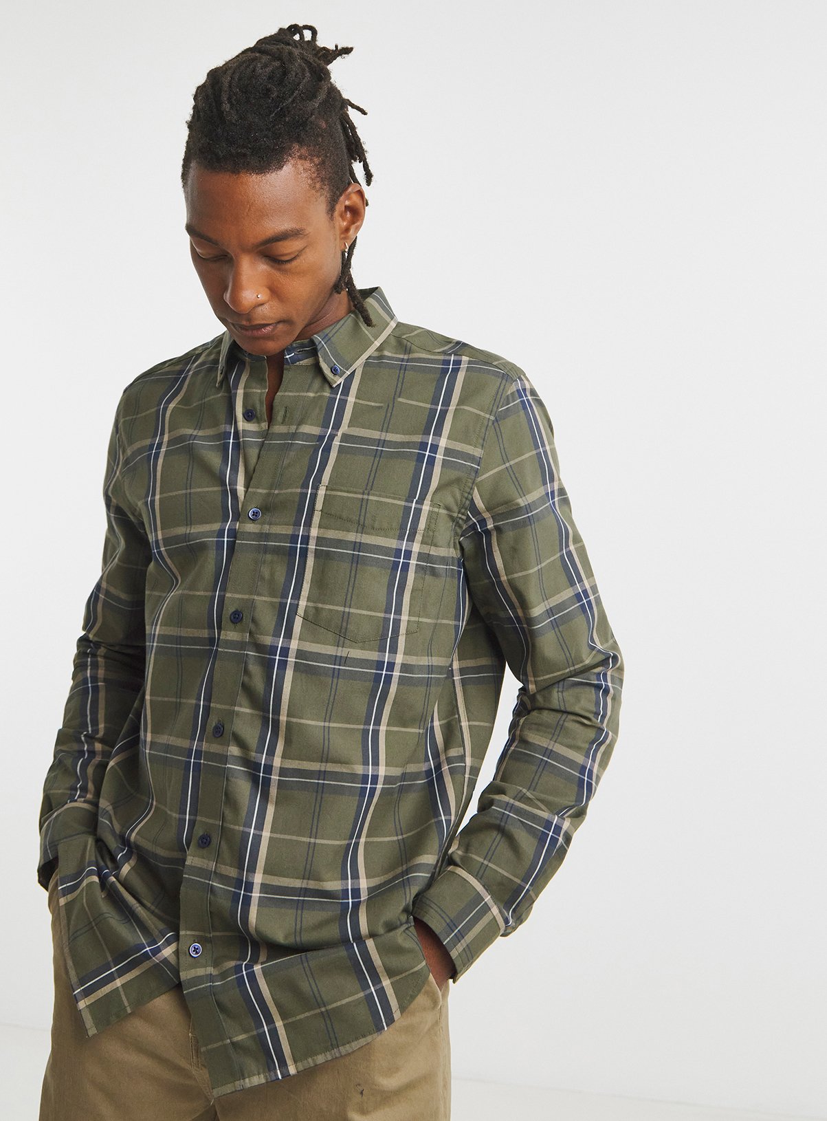 JACAMO Long Sleeve Check Oxford Shirt 