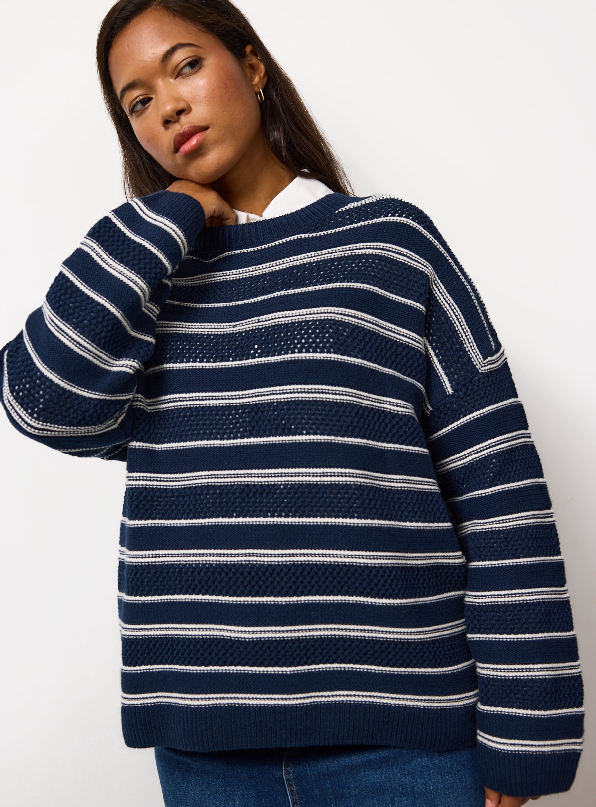 Navy Nautical Stripe Oversized Jumper 14