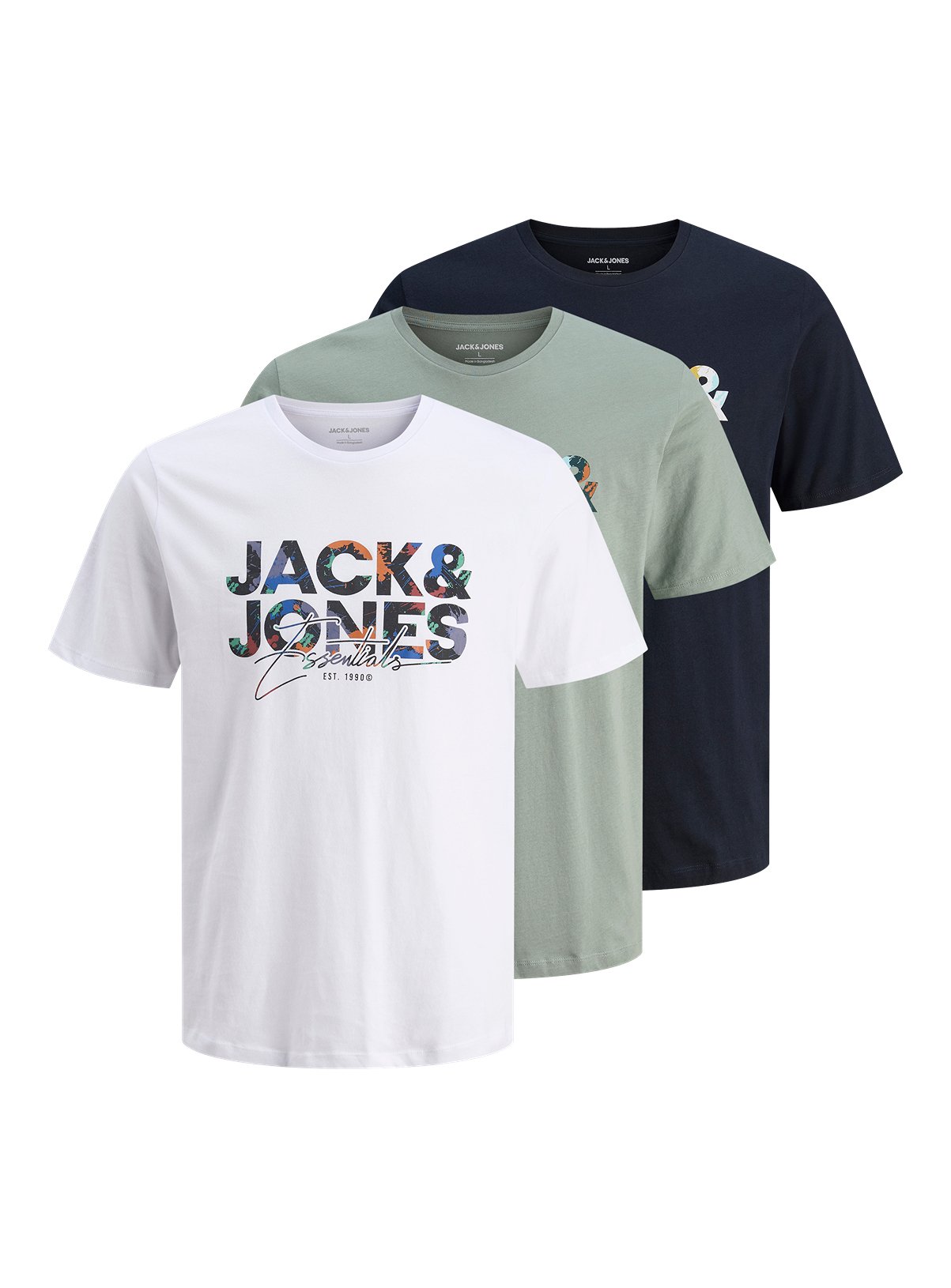 JACK & JONES JUNIOR Jjgeplas T Shirt Short Sleeve Crew Neck 3 Pack Multipack 