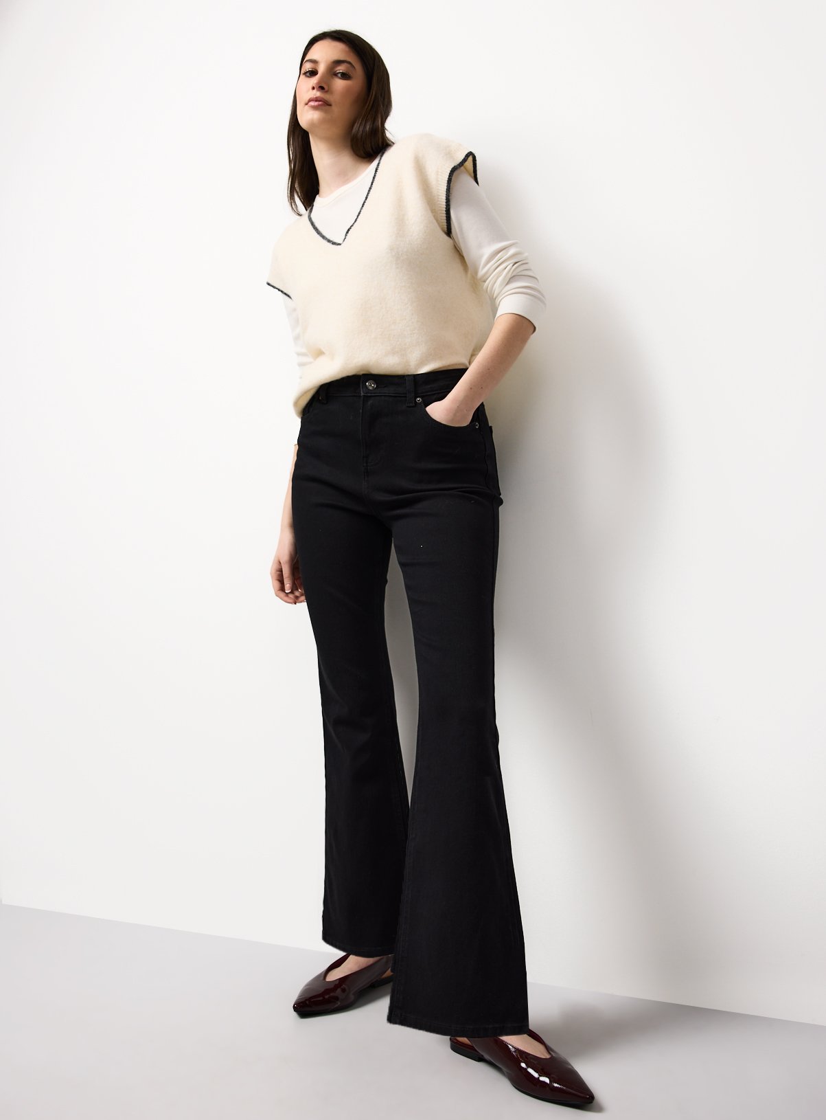 Black Denim Slim Fit Flares 18R