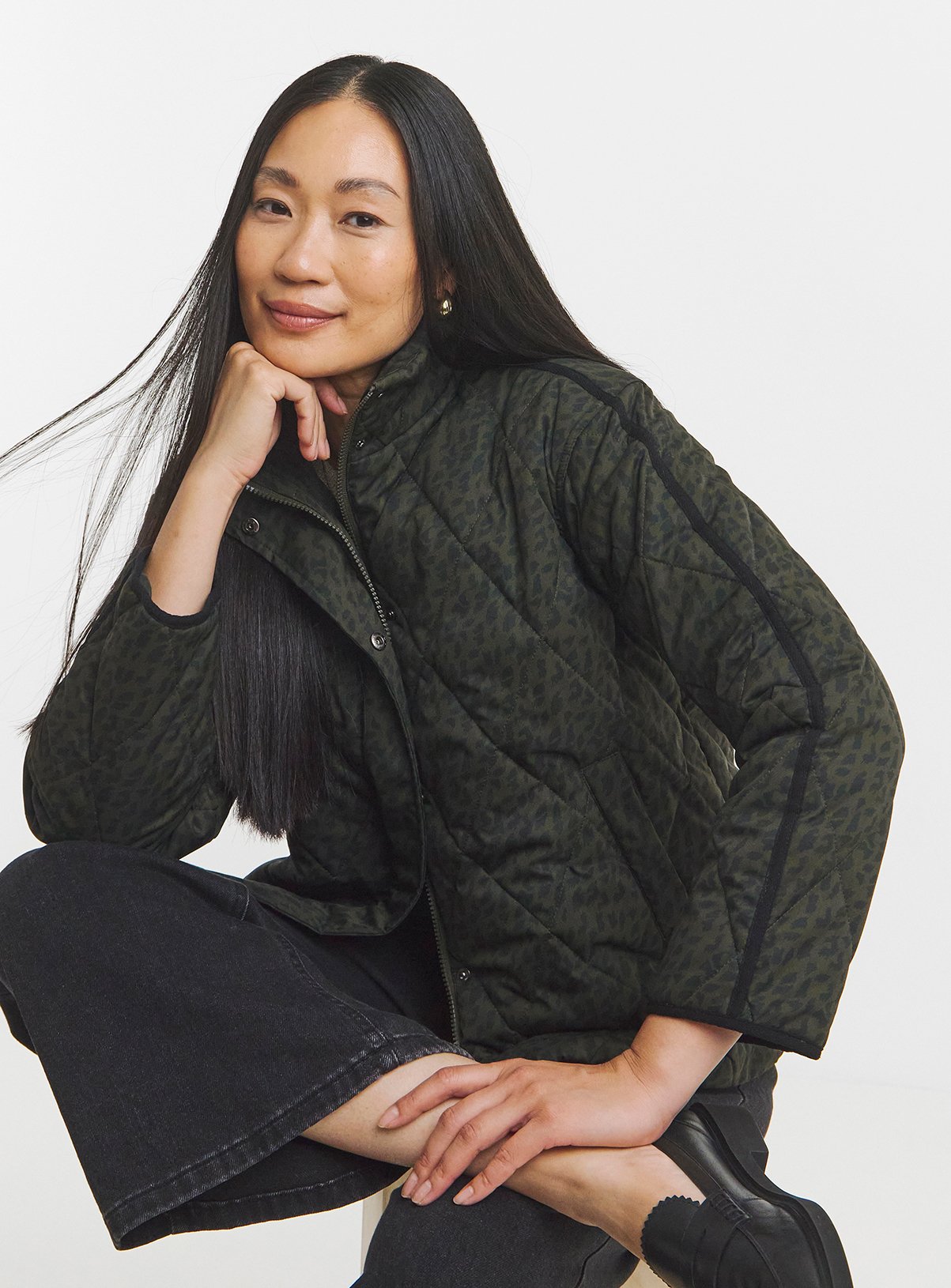 JD WILLIAMS Printed Short Quilted Jacket