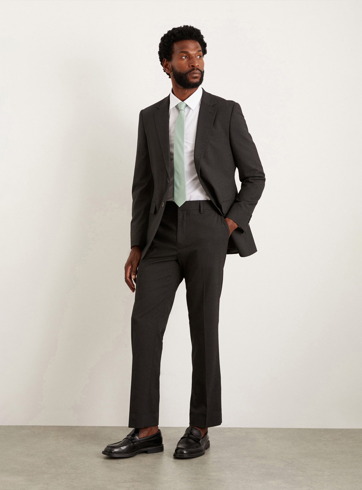 BURTON Charcoal Tailored Fit Essential Suit Trousers 