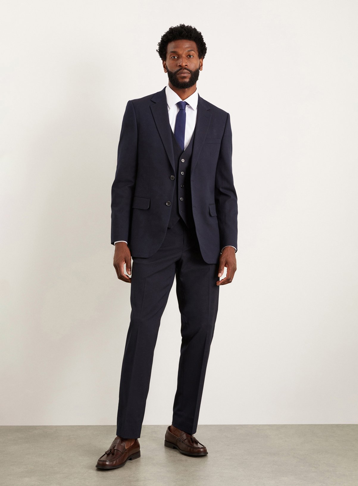 BURTON Navy Tailored Fit Essential Suit Trousers