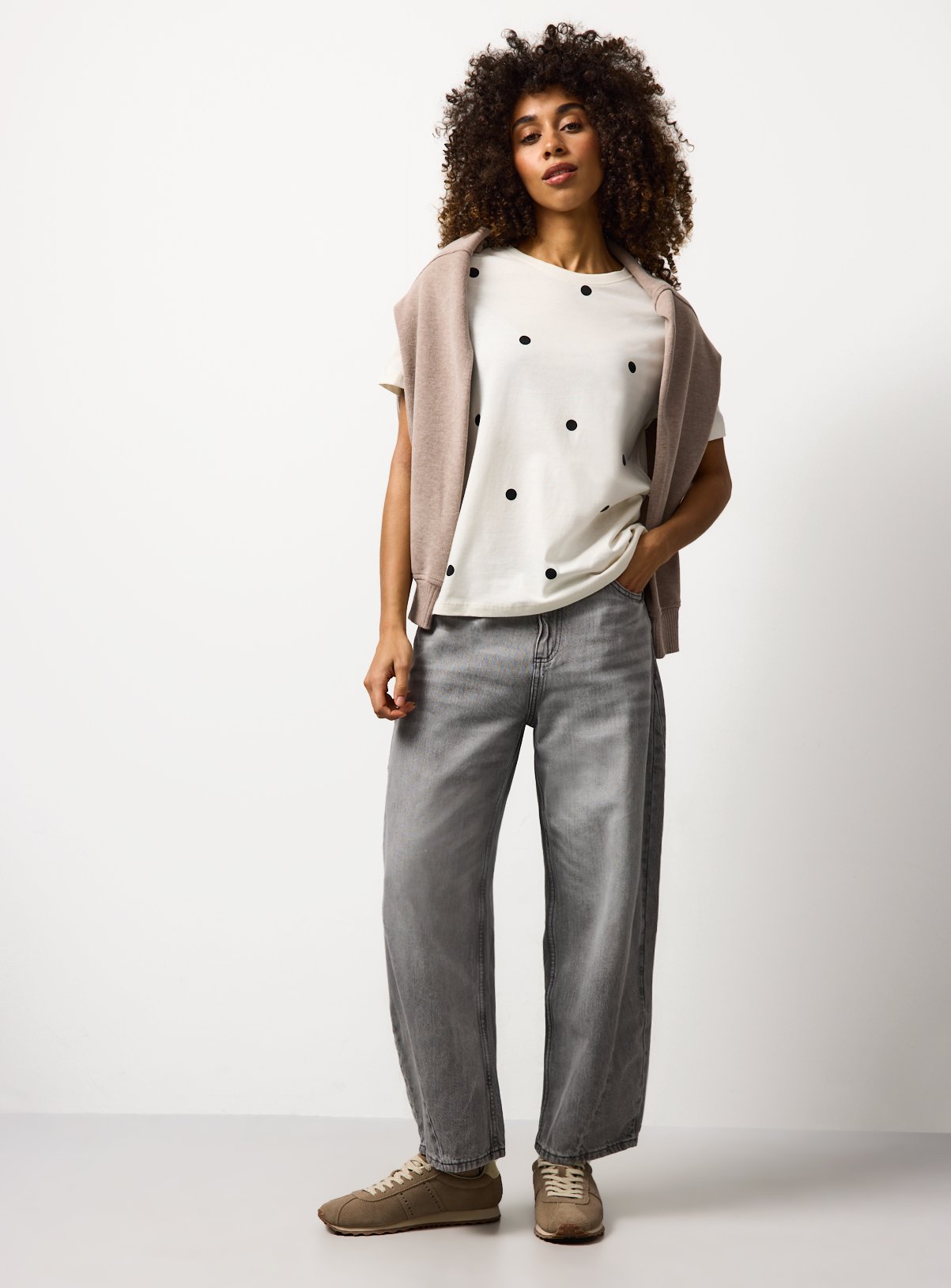 White Spot Printed Regular Fit T-Shirt