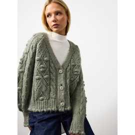 Bobble Knitted Embellished Button Cardigan