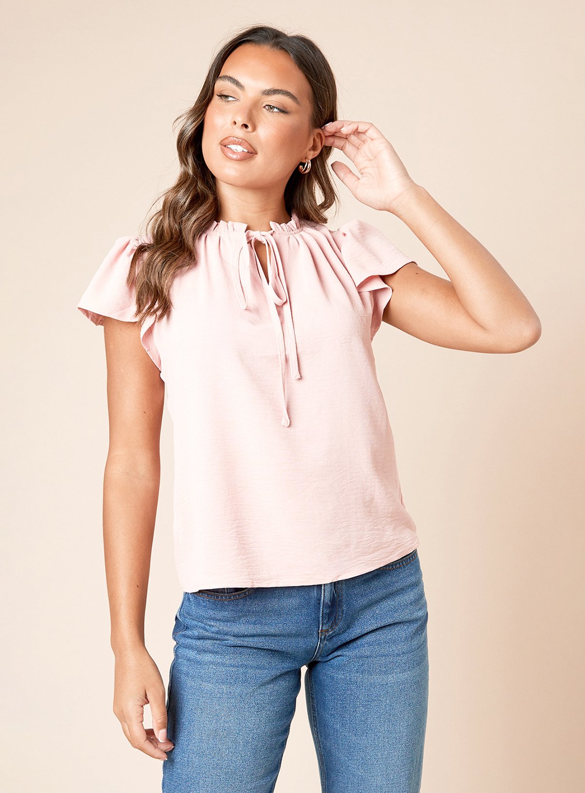 DOROTHY PERKINS Frill Sleeve Tie Front Top