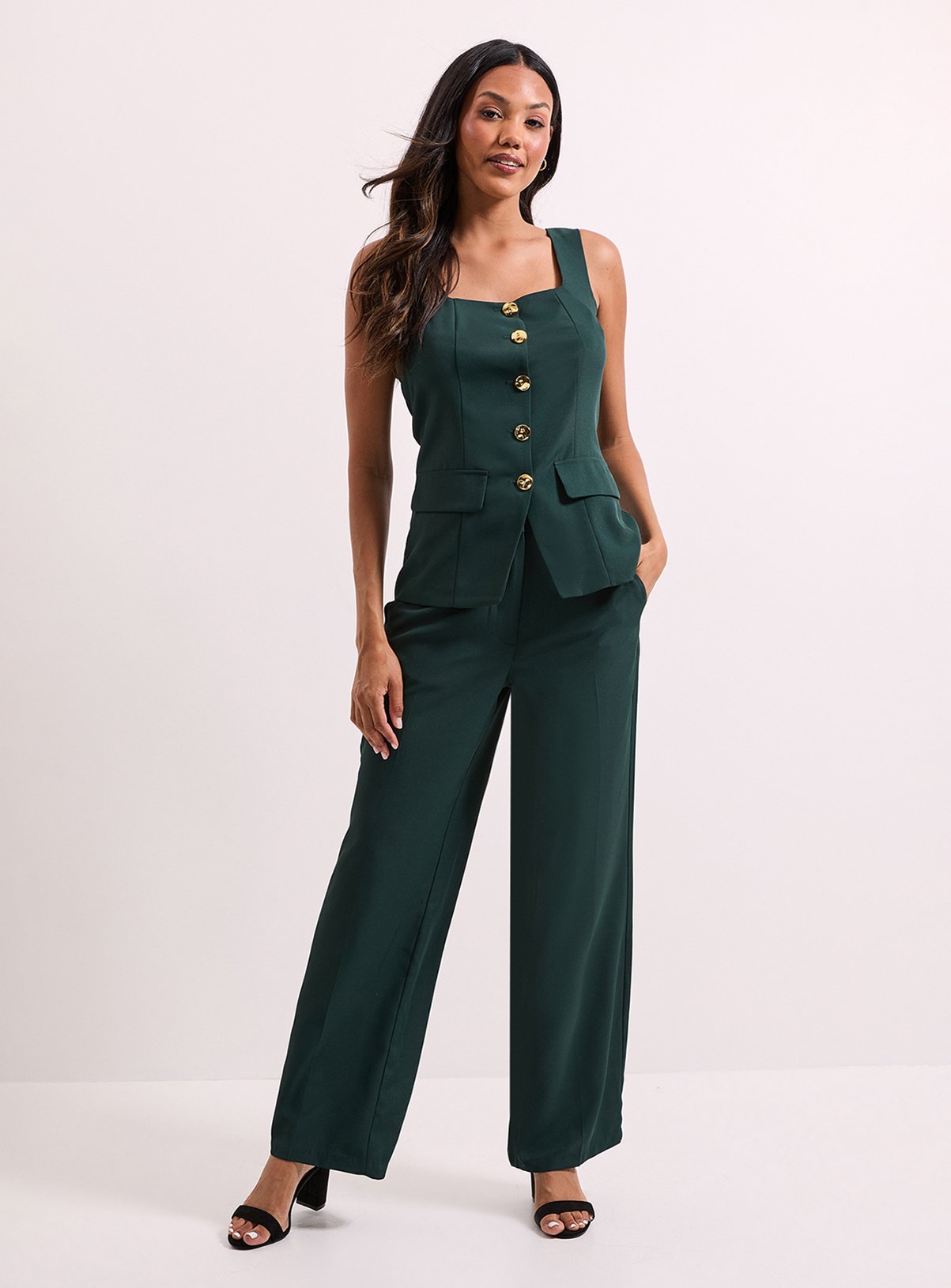 DOROTHY PERKINS Stitch Waistband Straight Leg Trouser 