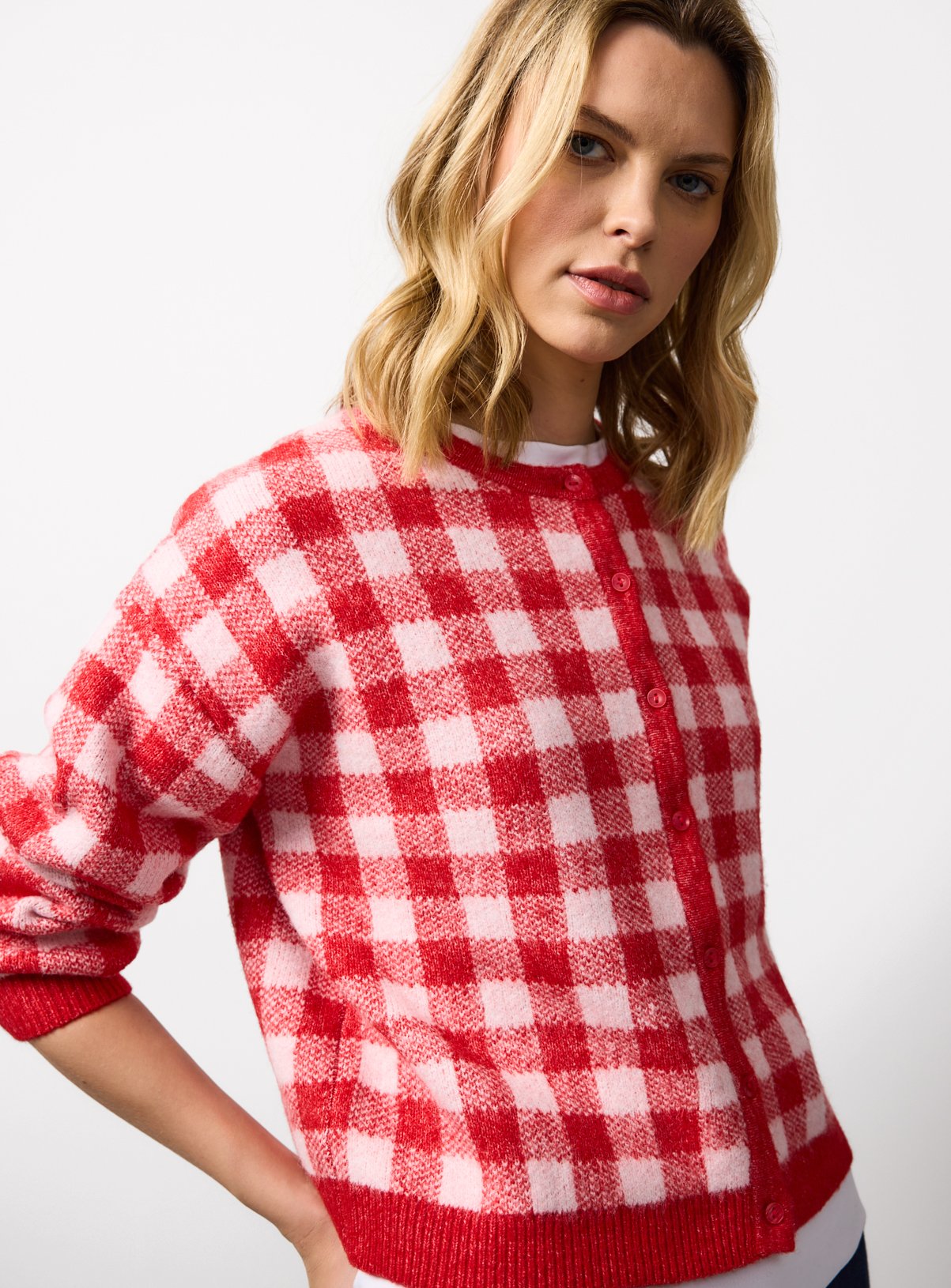 Red Gingham Button Through Cardigan 18