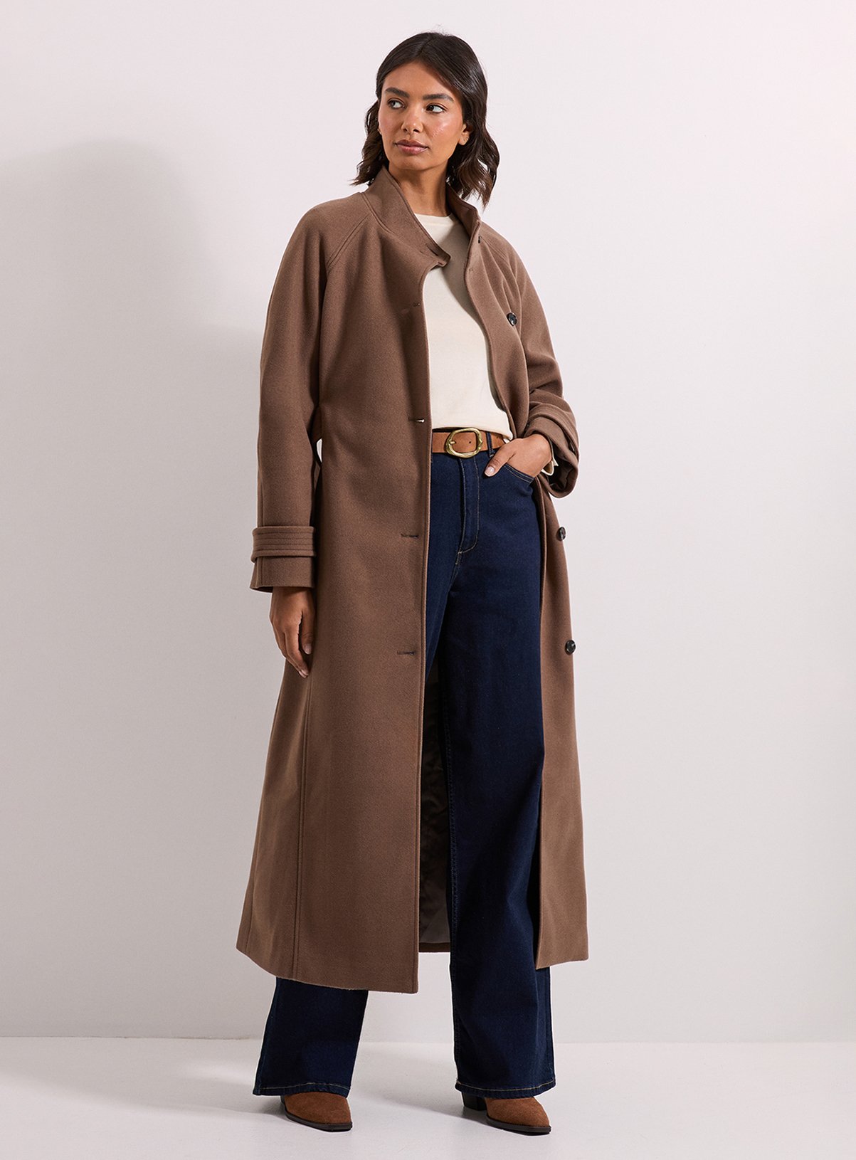 DOROTHY PERKINS Classic Midi Funnel Neck Coat 