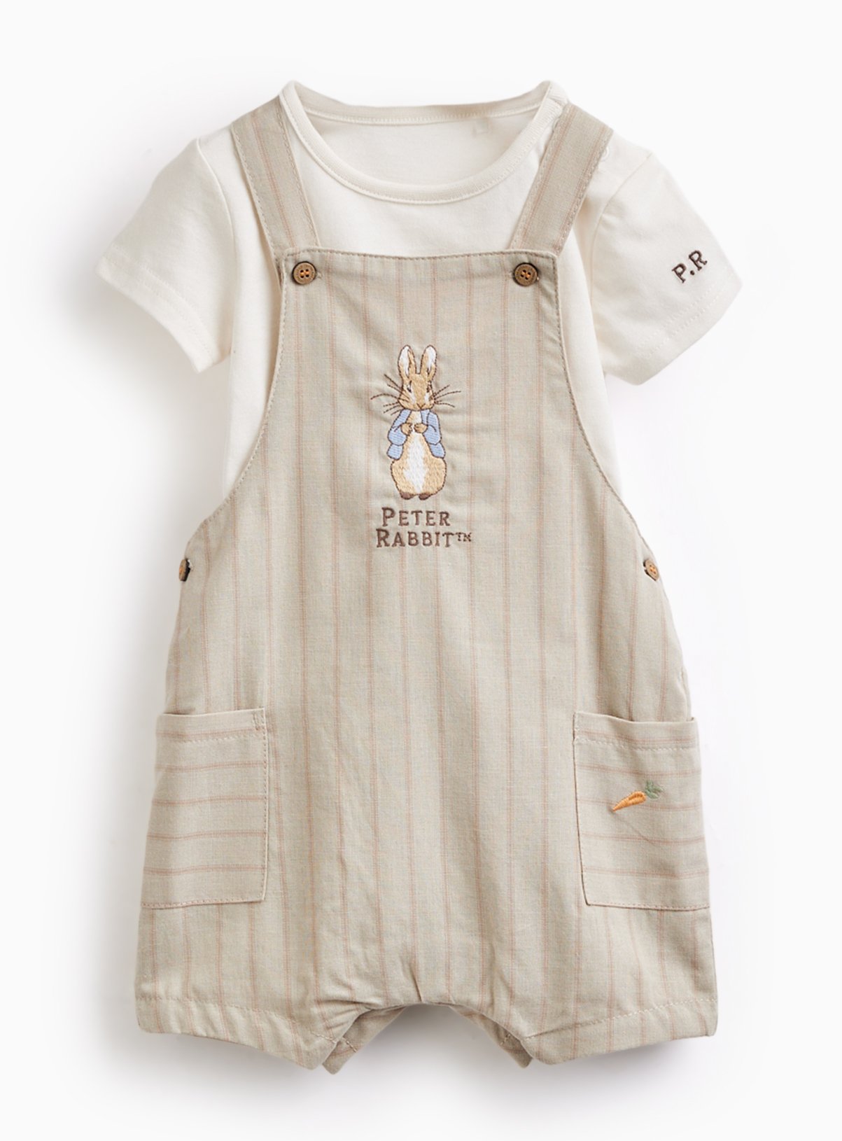Beige Peter Rabbit Dungarees & Bodysuit Set 9-12 months