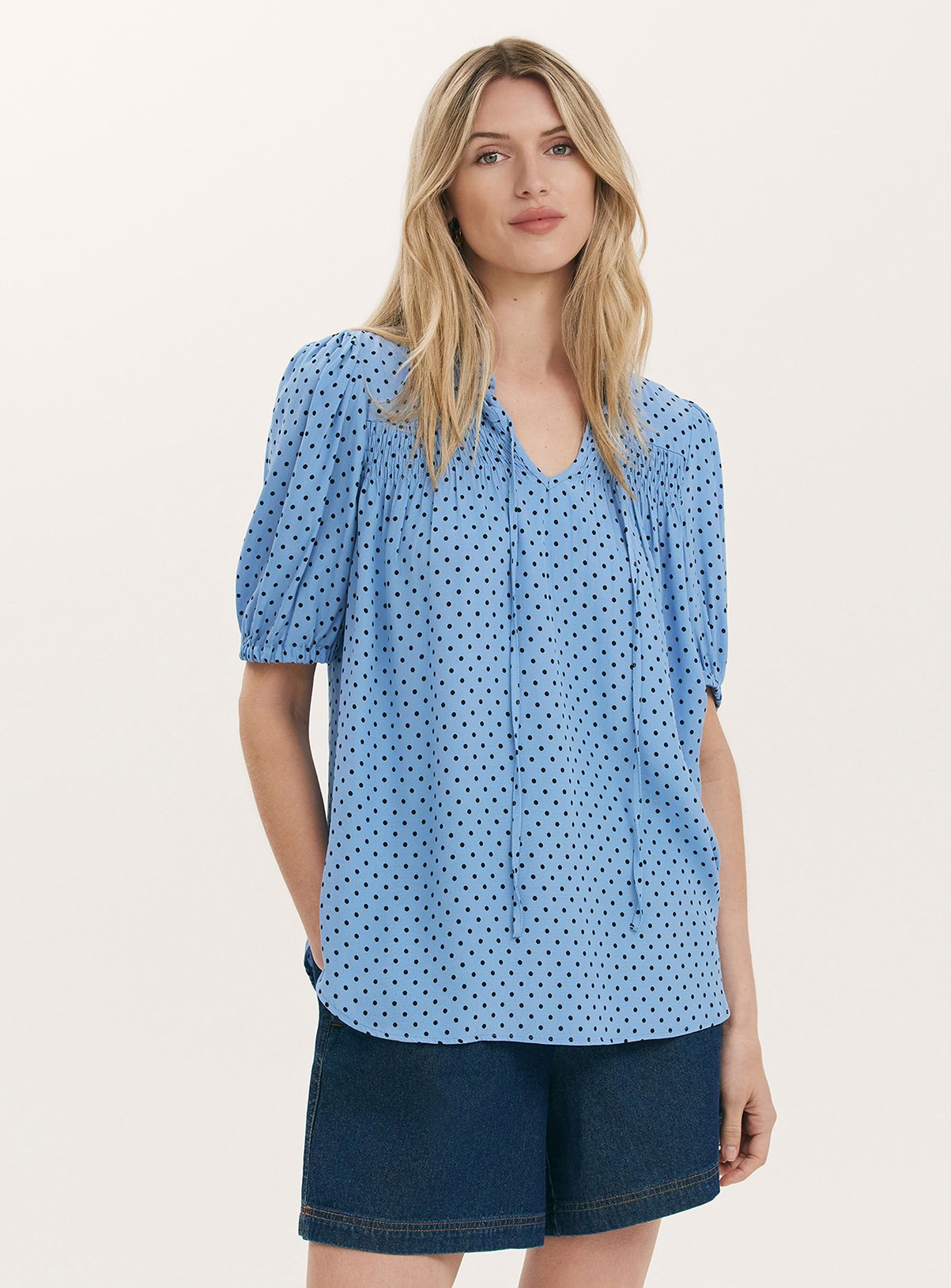 FINERY Macie Blouse Blue Spot 
