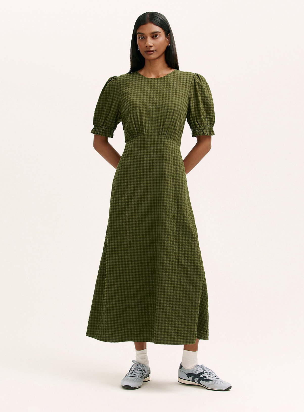 FINERY Mela Dress Khaki Gingham 