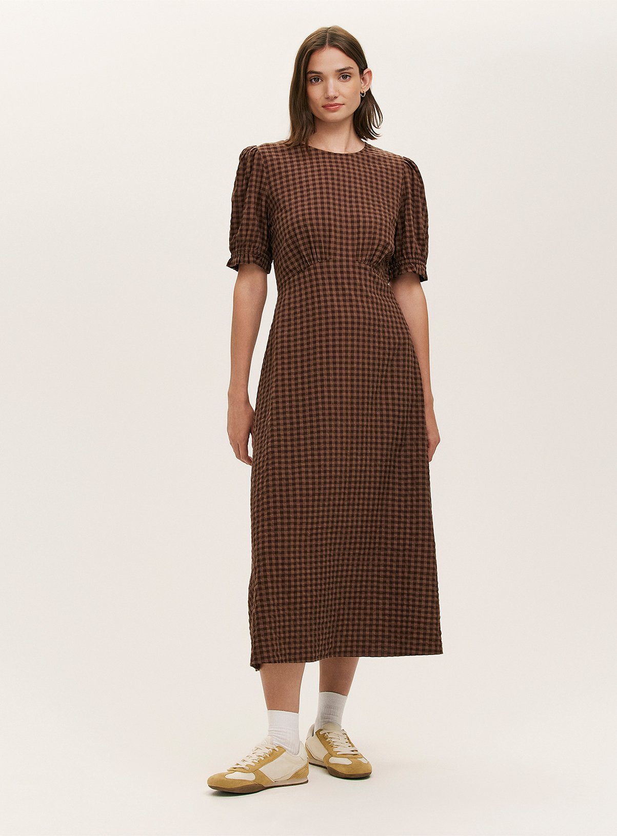 FINERY Mela Dress Chocolate Gingham 18