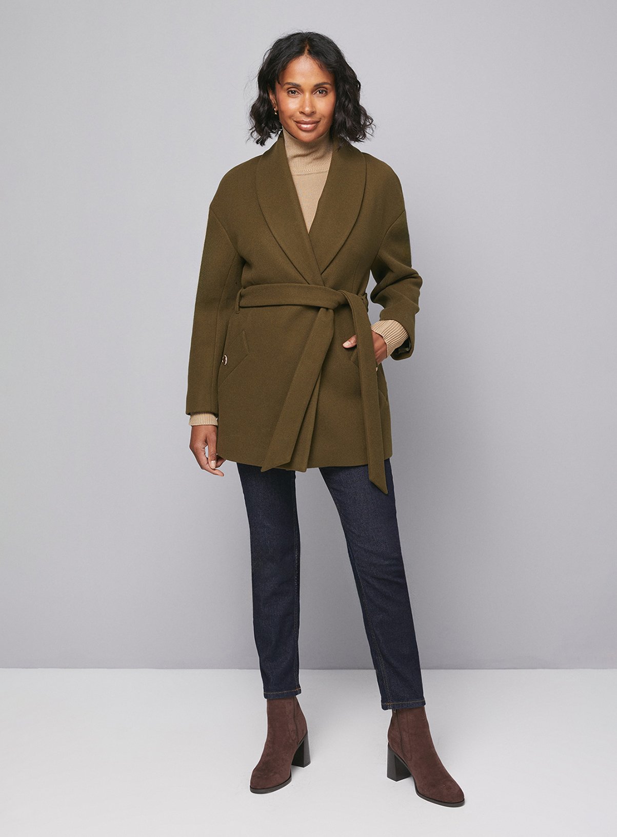 WALLIS Belted Shawl Collar Coat 20