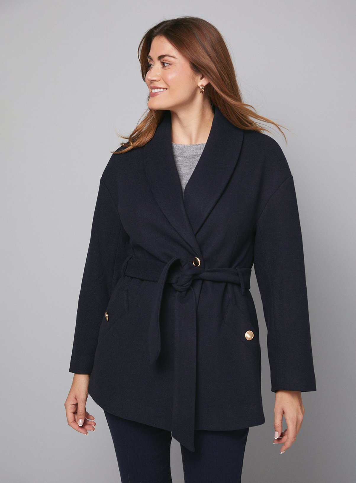WALLIS Belted Shawl Collar Coat 