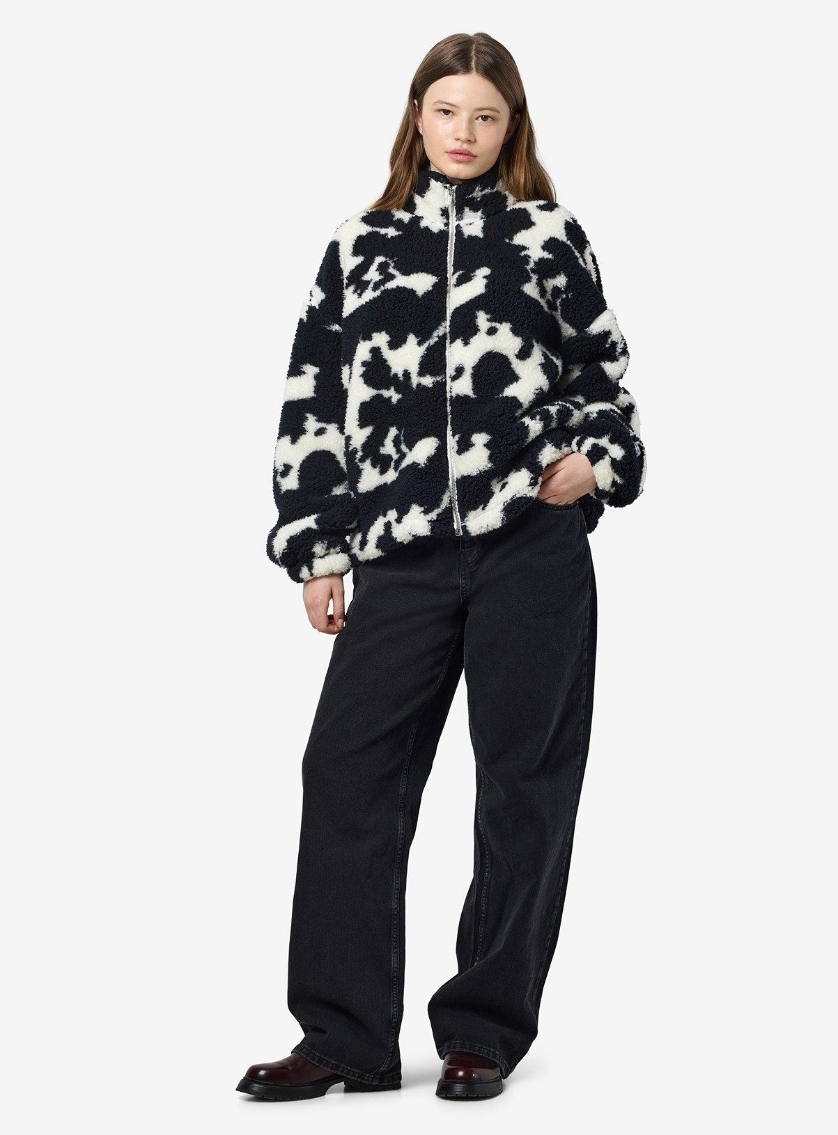 NOISY MAY Long Sleeved Fleece Jacket With Cow Print