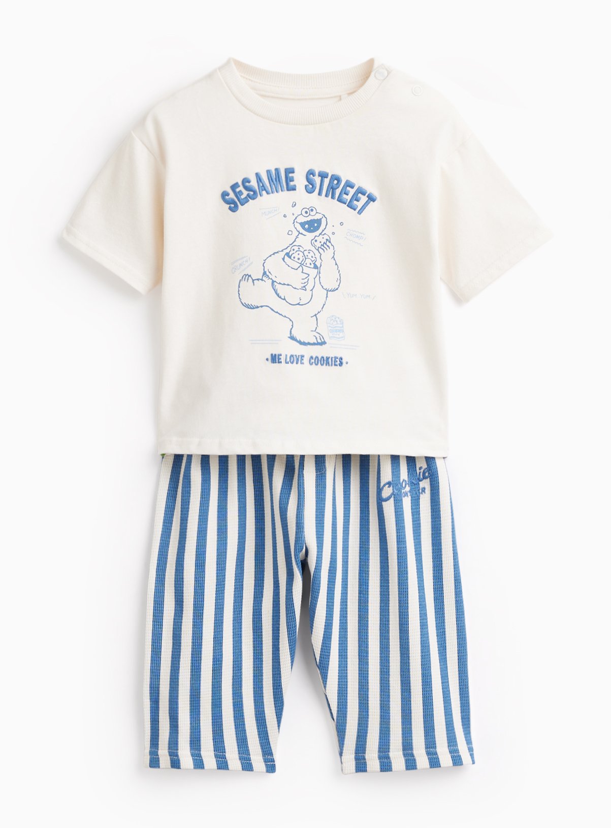 White Sesame Street Tee & Trousers Set 3-6 months