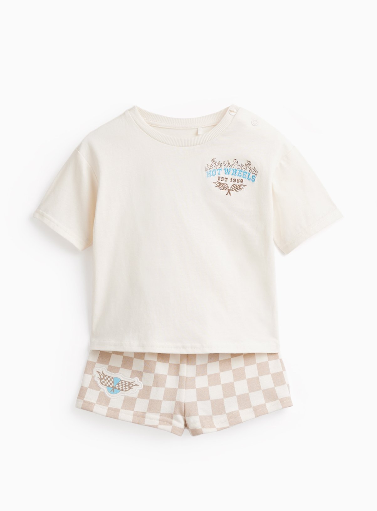 White Hot Wheels T-Shirt & Shorts Set 9-12 months