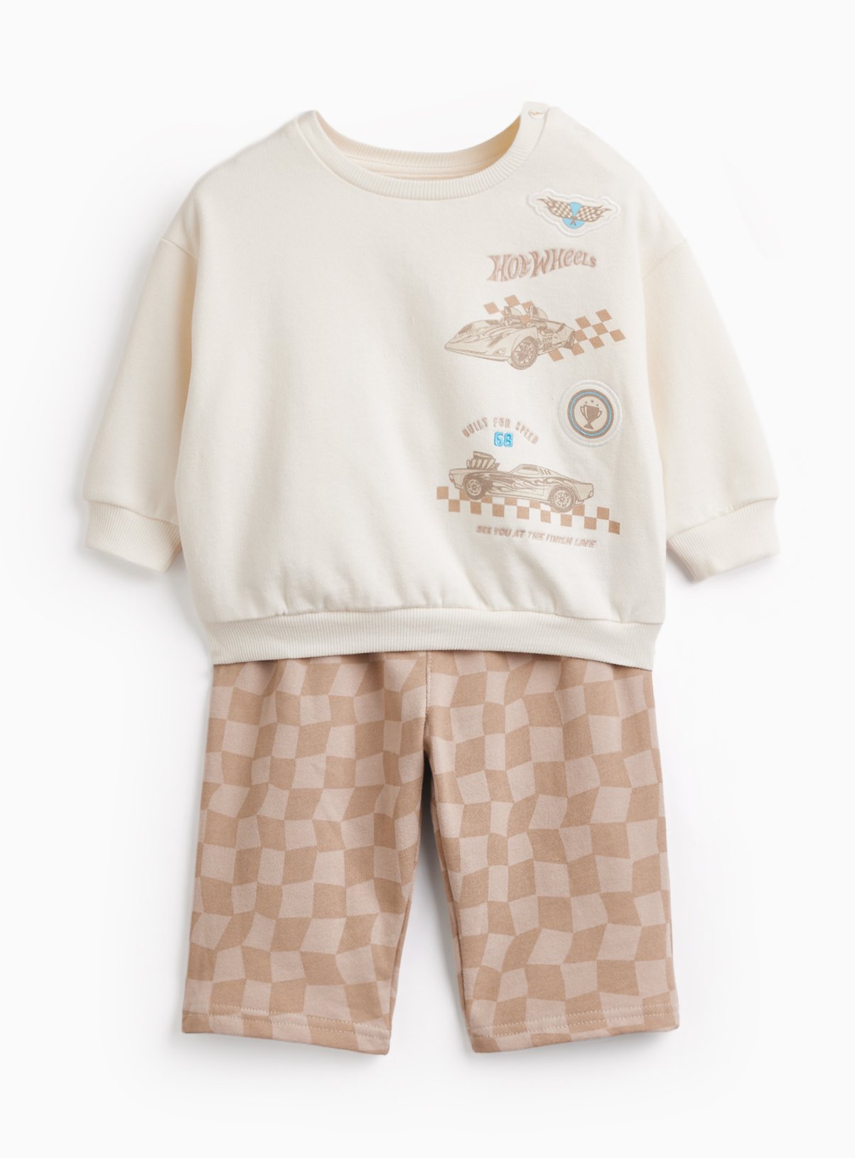 Cream Hot Wheels Sweat & Trousers Set