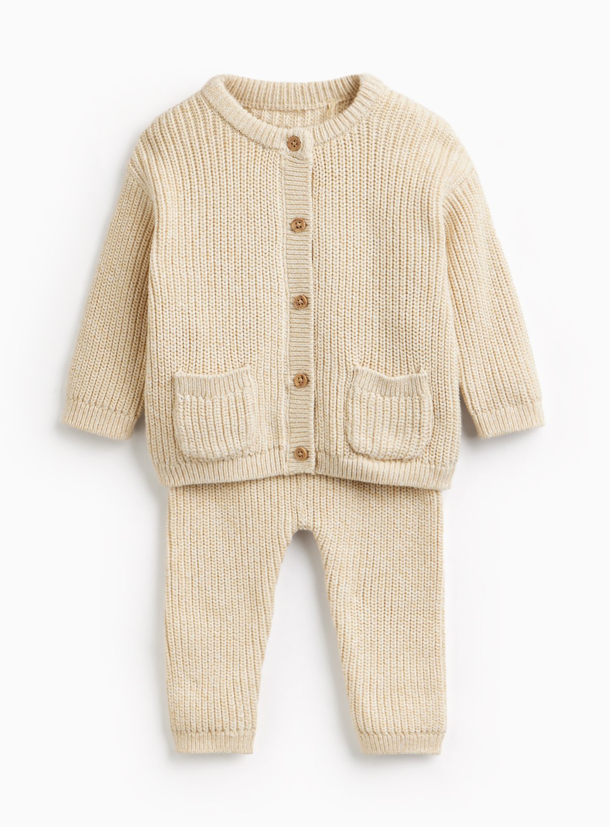 Light Brown Knitted Cardigan & Leggings Set 