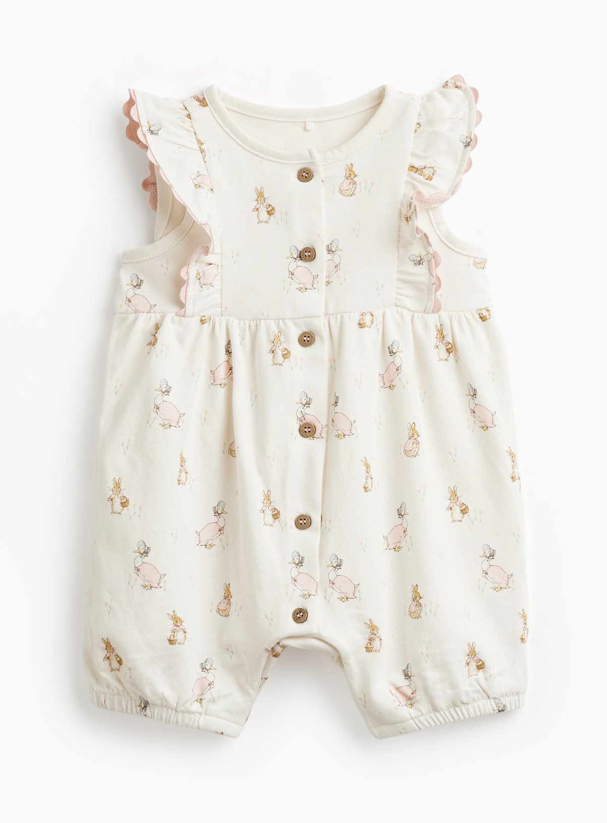 Cream Peter Rabbit Frill Sleeve Romper 