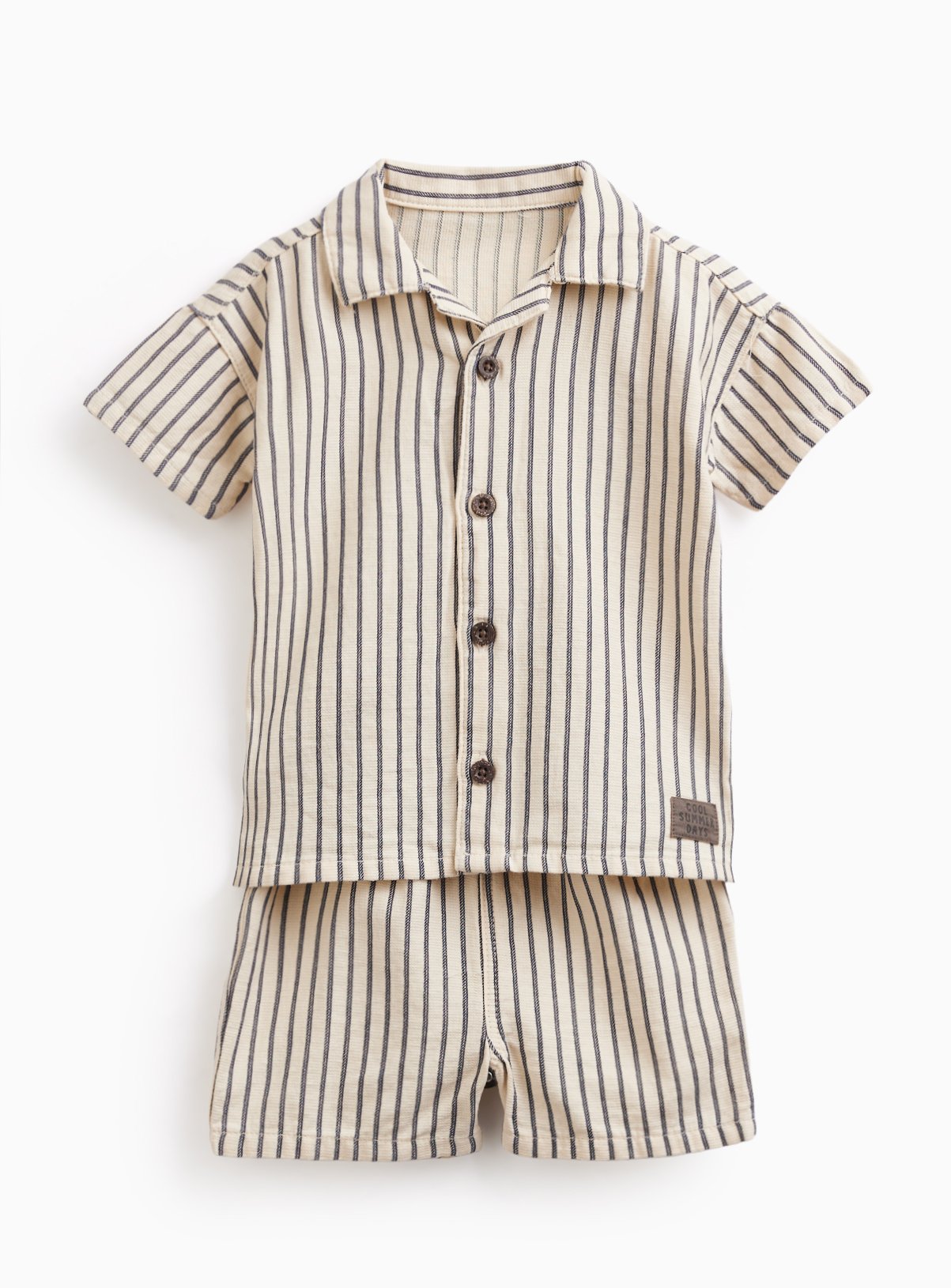Grey Striped Shirt & Shorts Set 9-12 months
