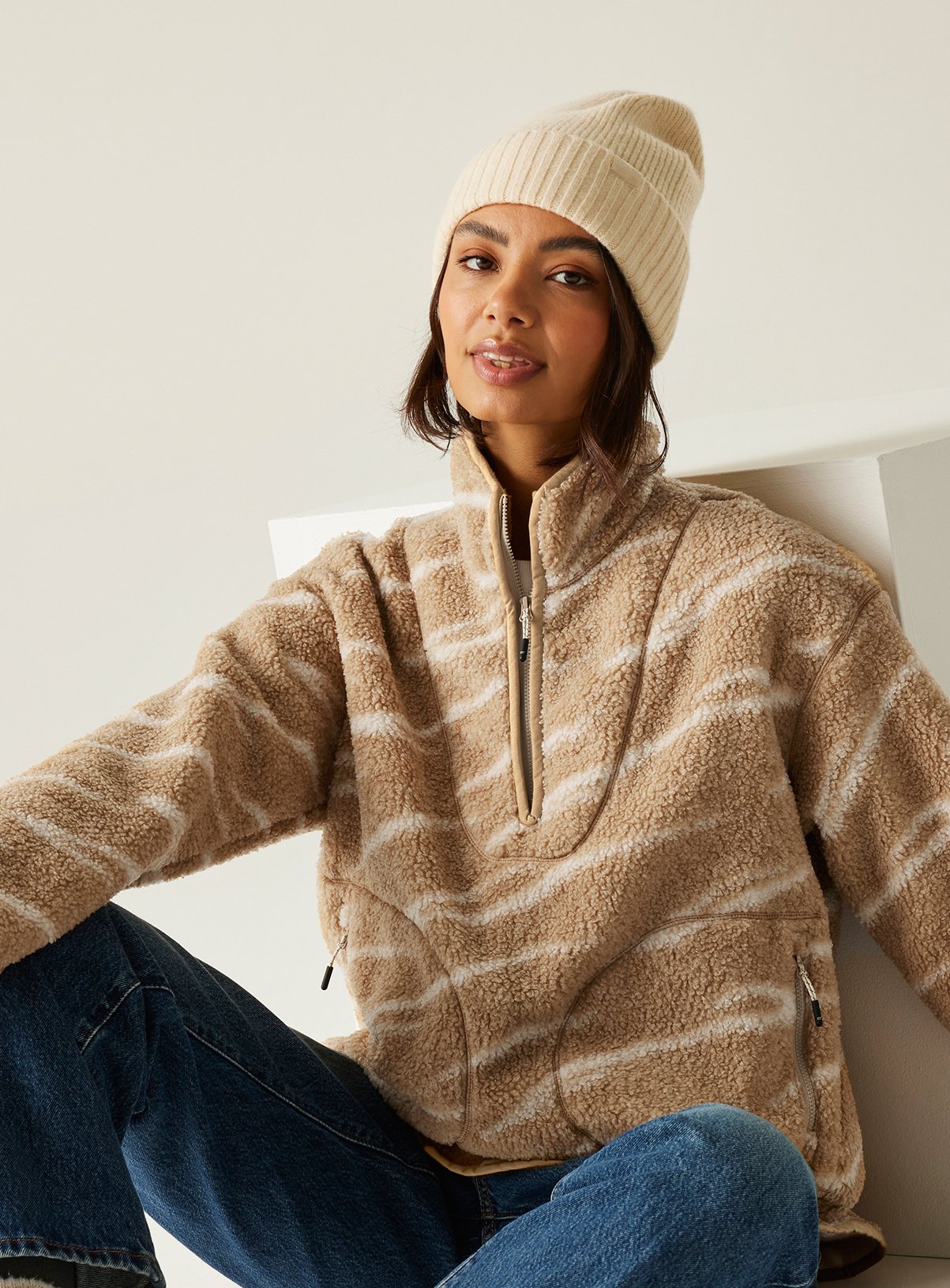 REGATTA Womens Frankie Borg Half Zip Fleece Brown 