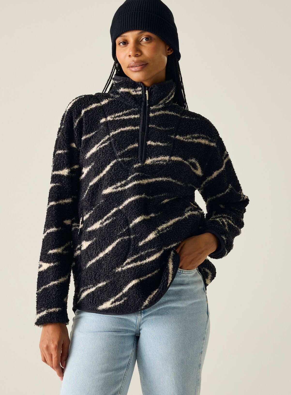 REGATTA Womens Frankie Borg Half Zip Fleece Black