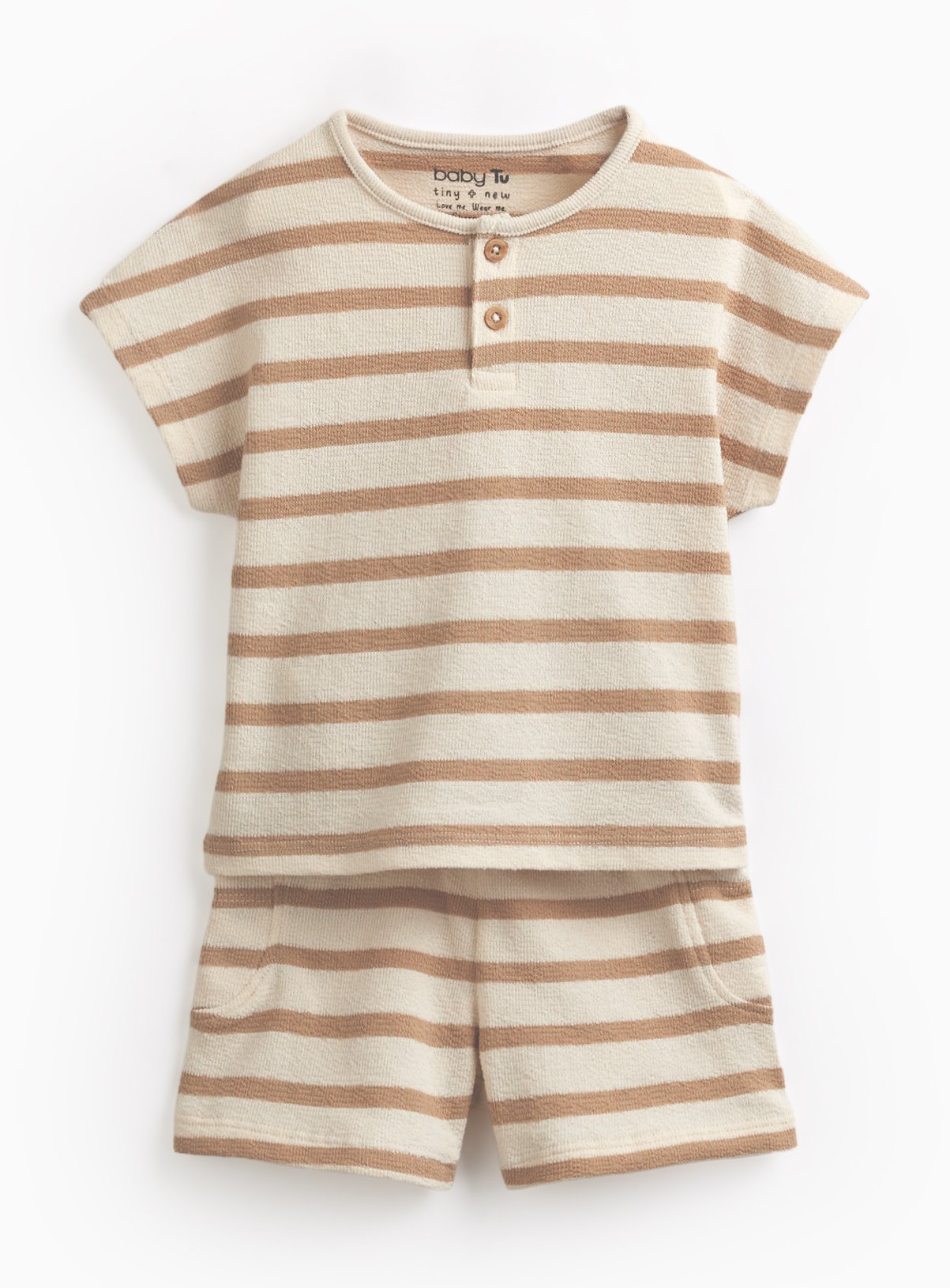Cream Stripe Jersey T-Shirt & Shorts Set 18-24 months