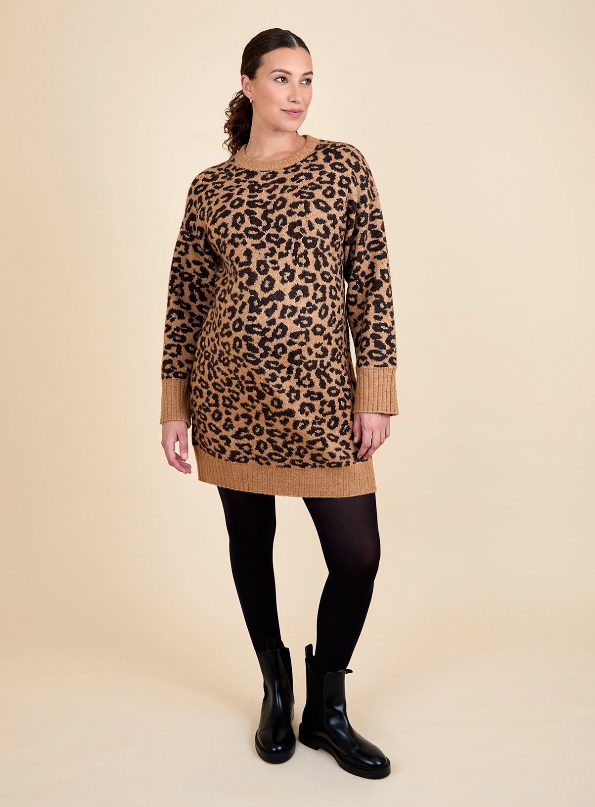 JOJO MAMAN BÉBÉ Animal Maternity Shift Mini Knitted Dress L