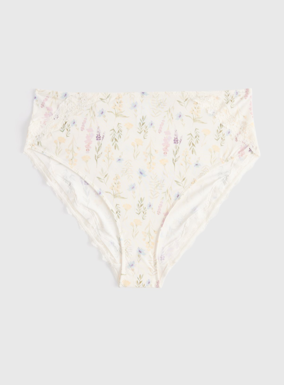 White Floral Print High-Leg Knickers 