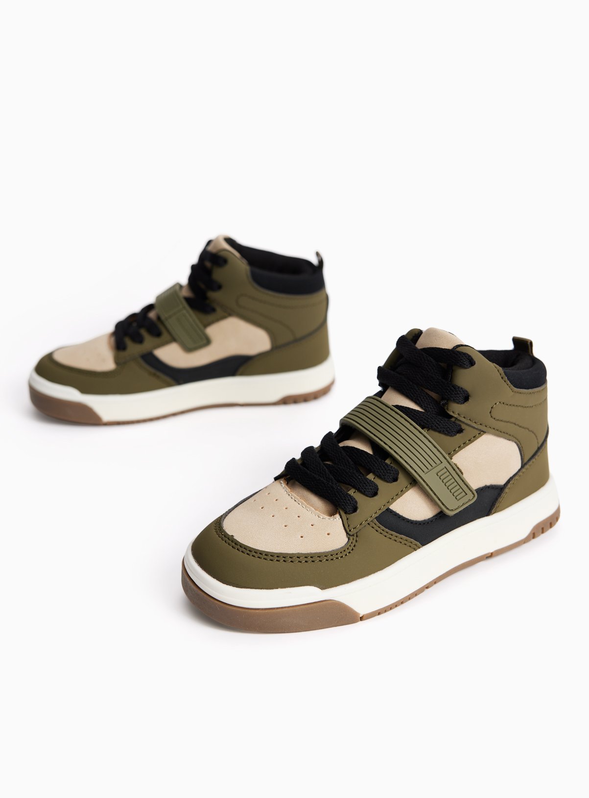 Khaki Retro High Top Trainers