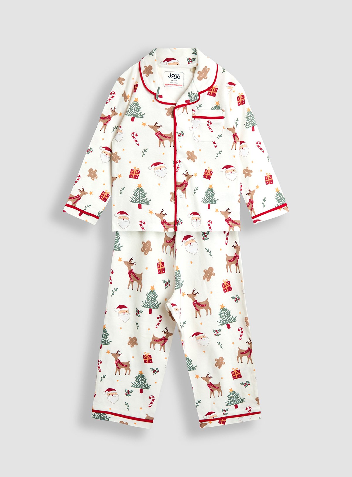 JOJO MAMAN BÉBÉ Christmas Print Jersey Collar Pyjamas 