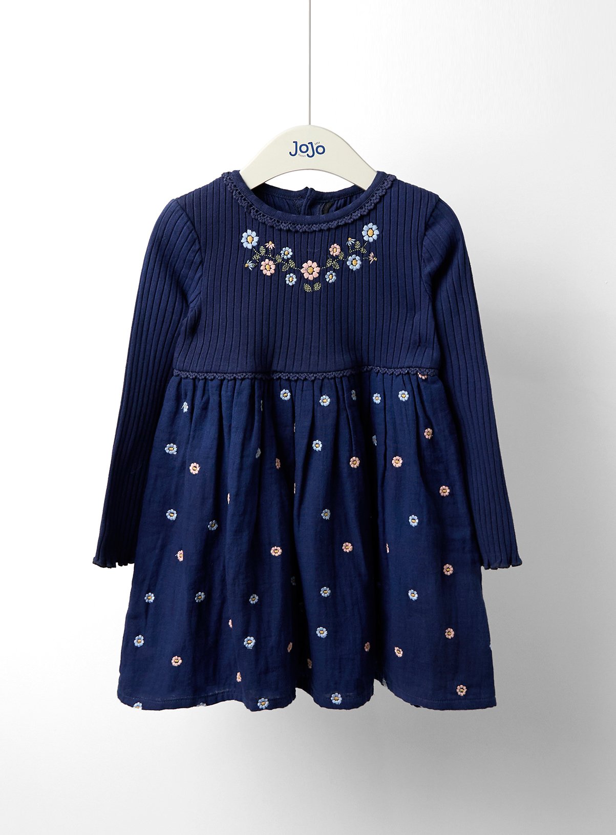 JOJO MAMAN BÉBÉ Pretty Flower Embroidered Combo Dress 