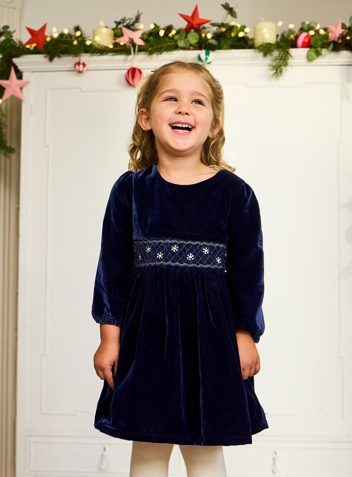 JOJO MAMAN BÉBÉ Smocked Velvet Party Dress