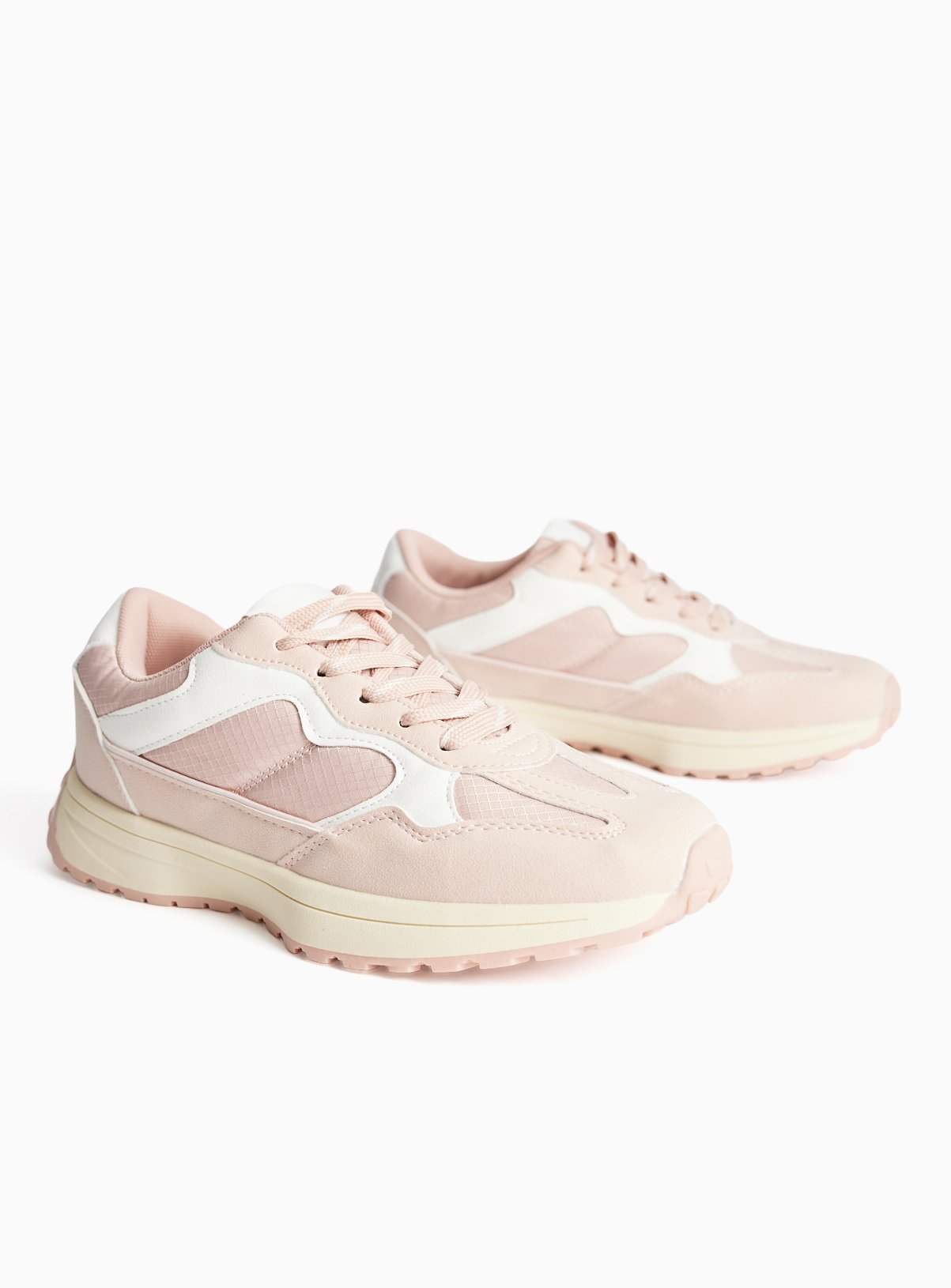 Pink Tonal Panelled Runner Trainers 
