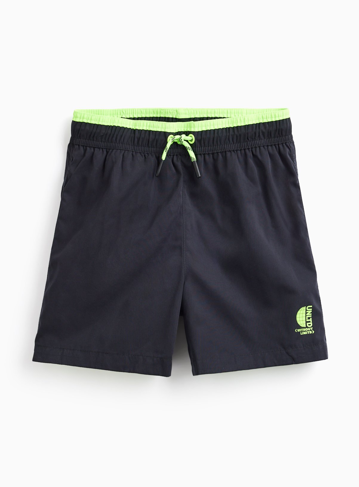 Black Neon Contrast Swim Shorts 