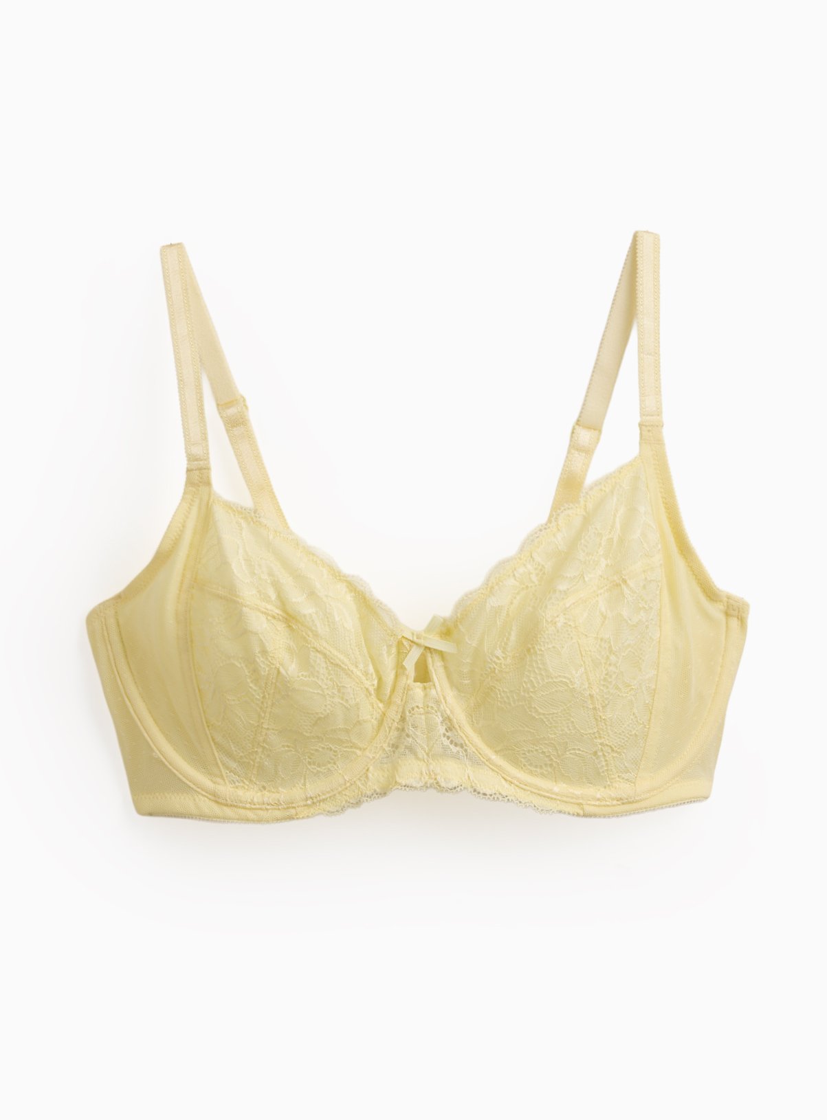 DD+ Yellow Fleur Lace Full Cup Bra 