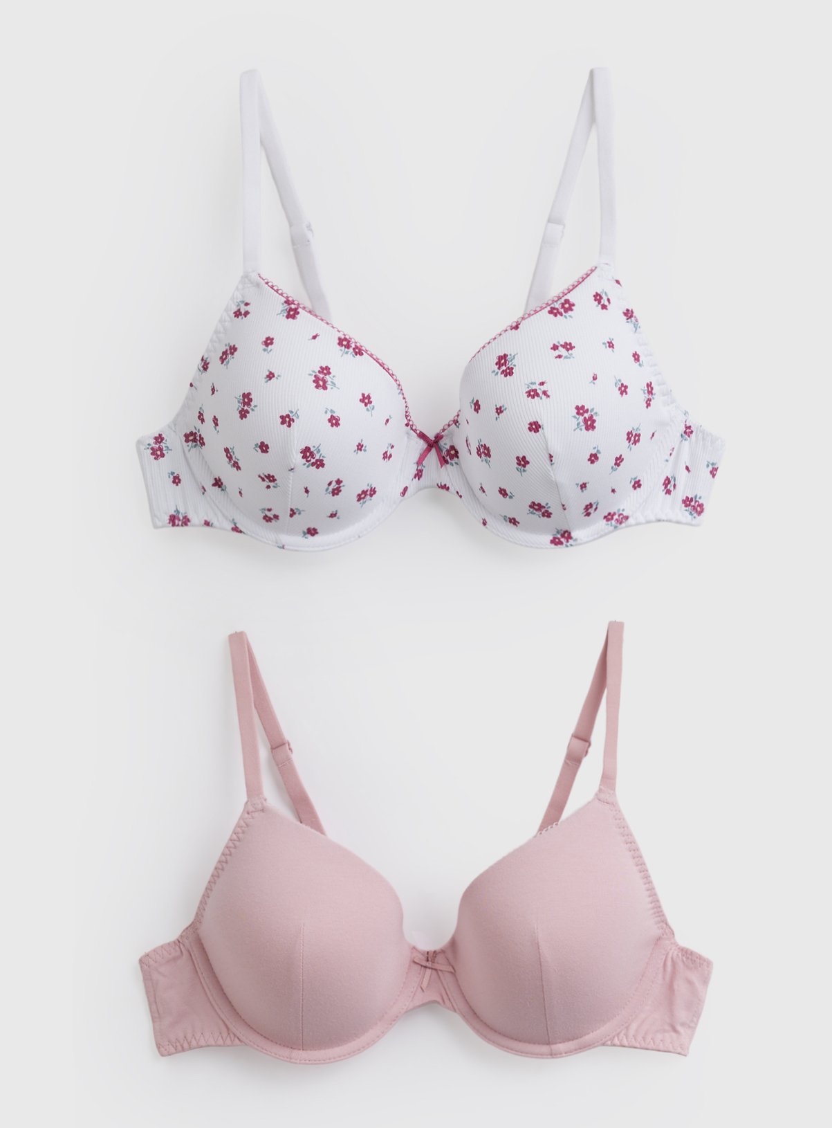 Ditsy Floral Print Padded Underwired Plunge T-Shirt Bras 2 Pack