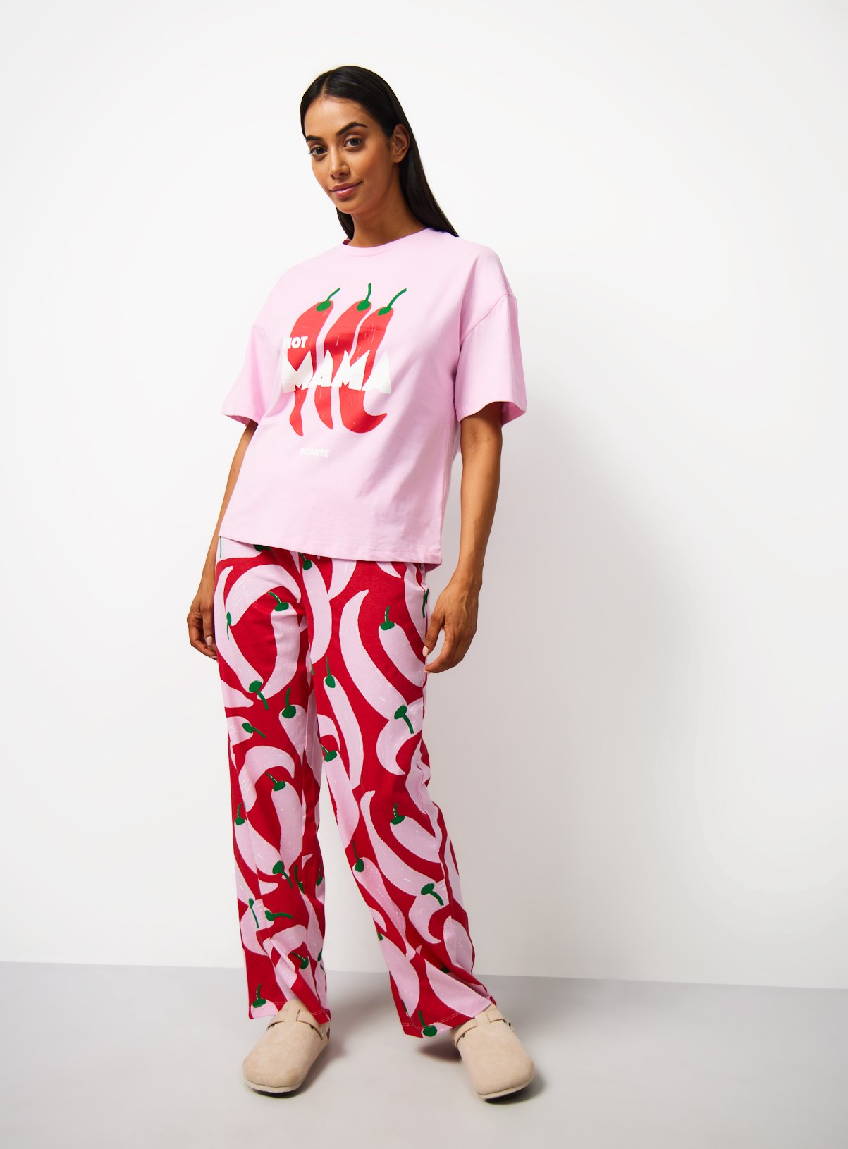 Pink Mother's Day Print Oversized Pyjamas