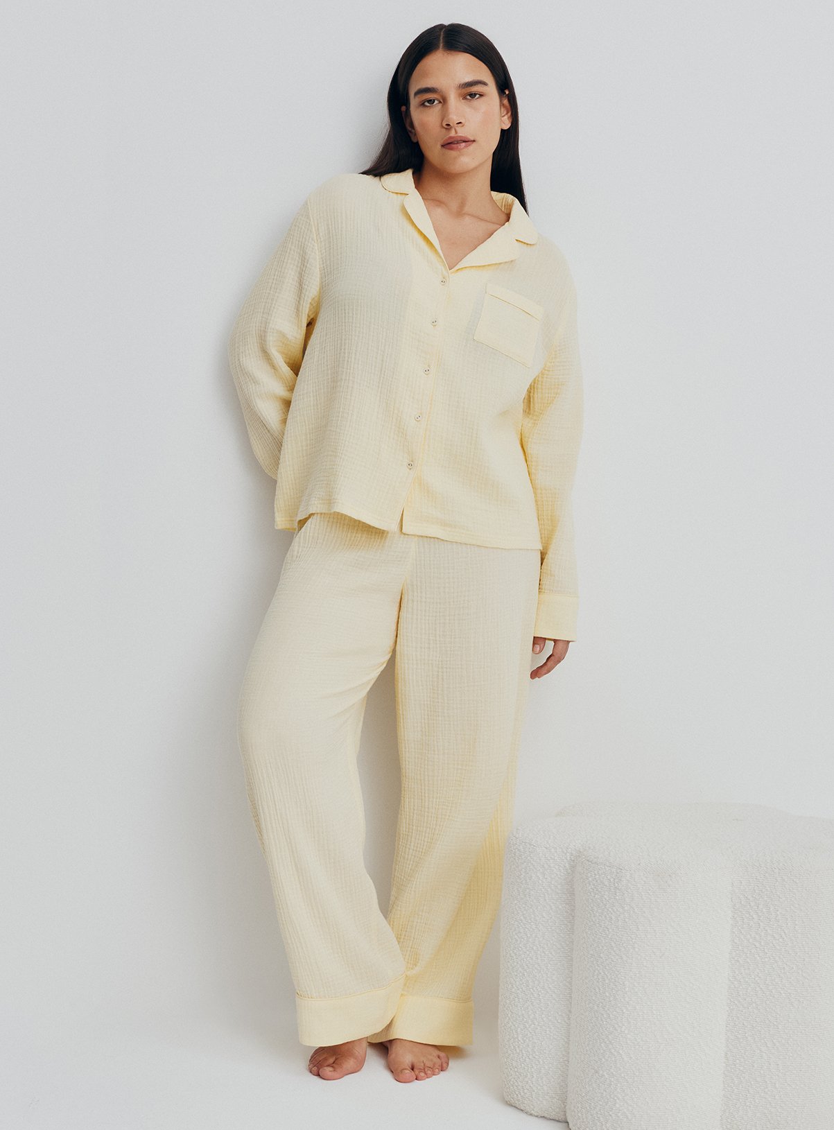 Yellow Double Cloth Traditional Pyjamas 
