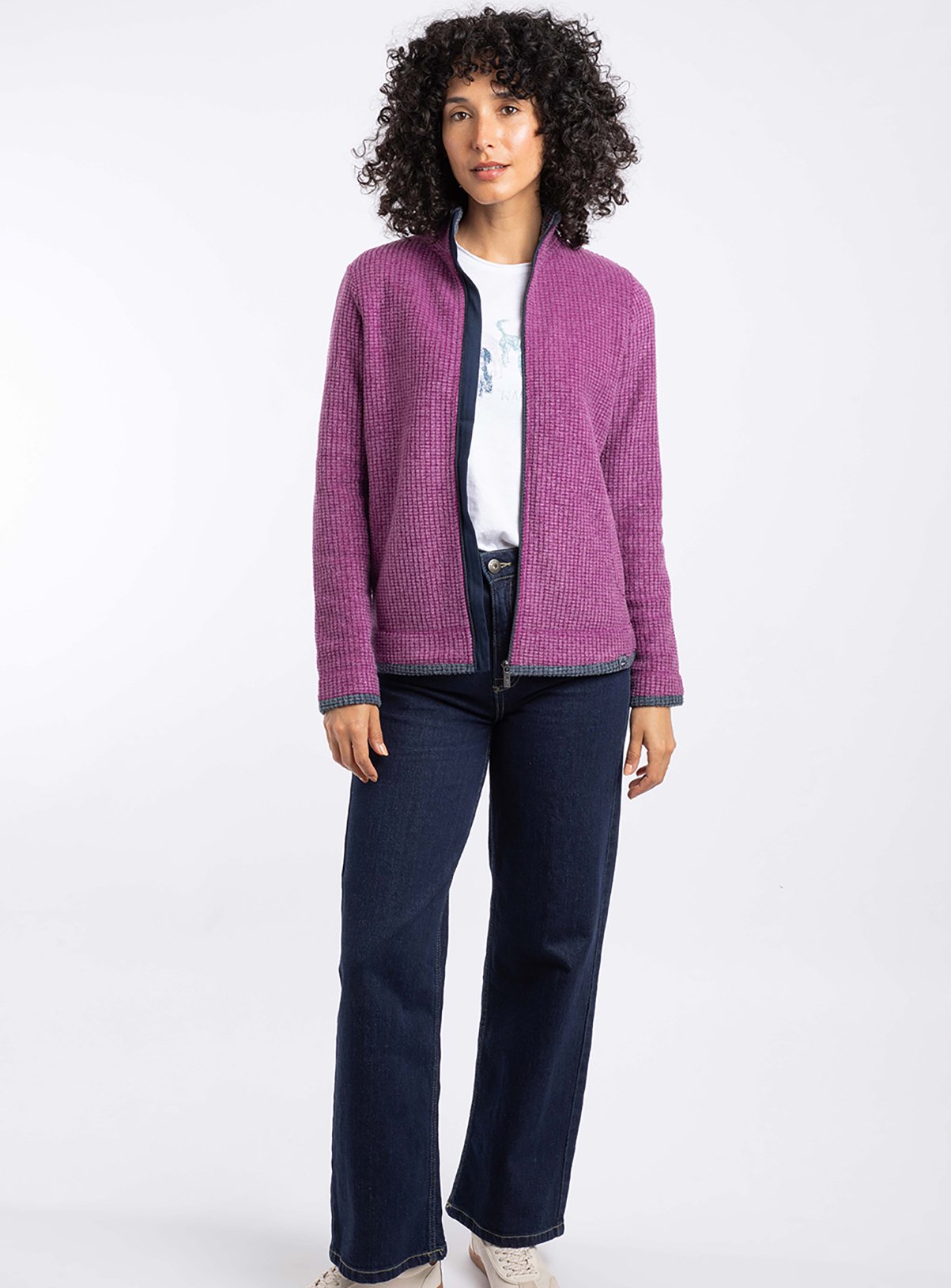 WEIRD FISH Ariana Full Zip Grid Fleece Wine