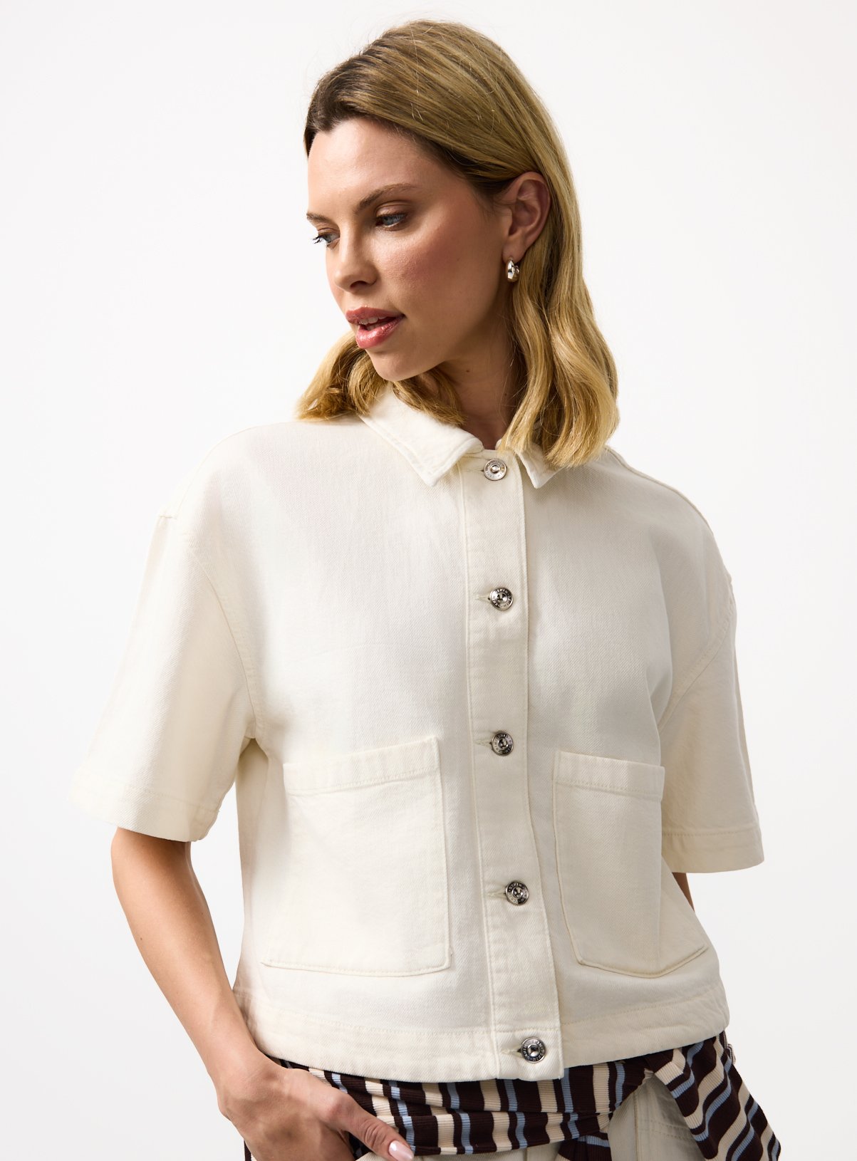 Ecru Boxy Short Sleeve Co-ord Shirt 