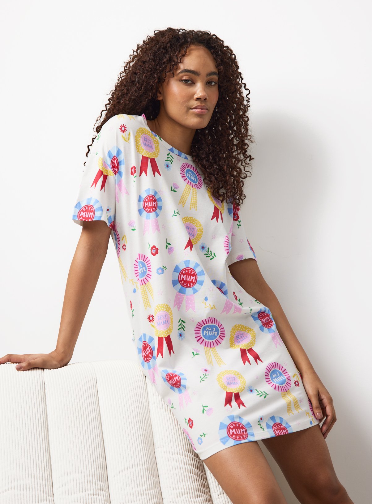 Cream Mother's Day Print Sleep Tee 