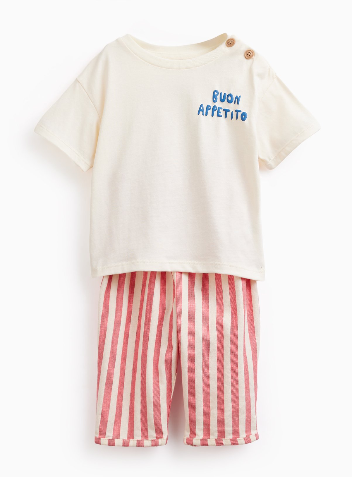 Cream Buon Appetito Graphic Tee & Trousers Set