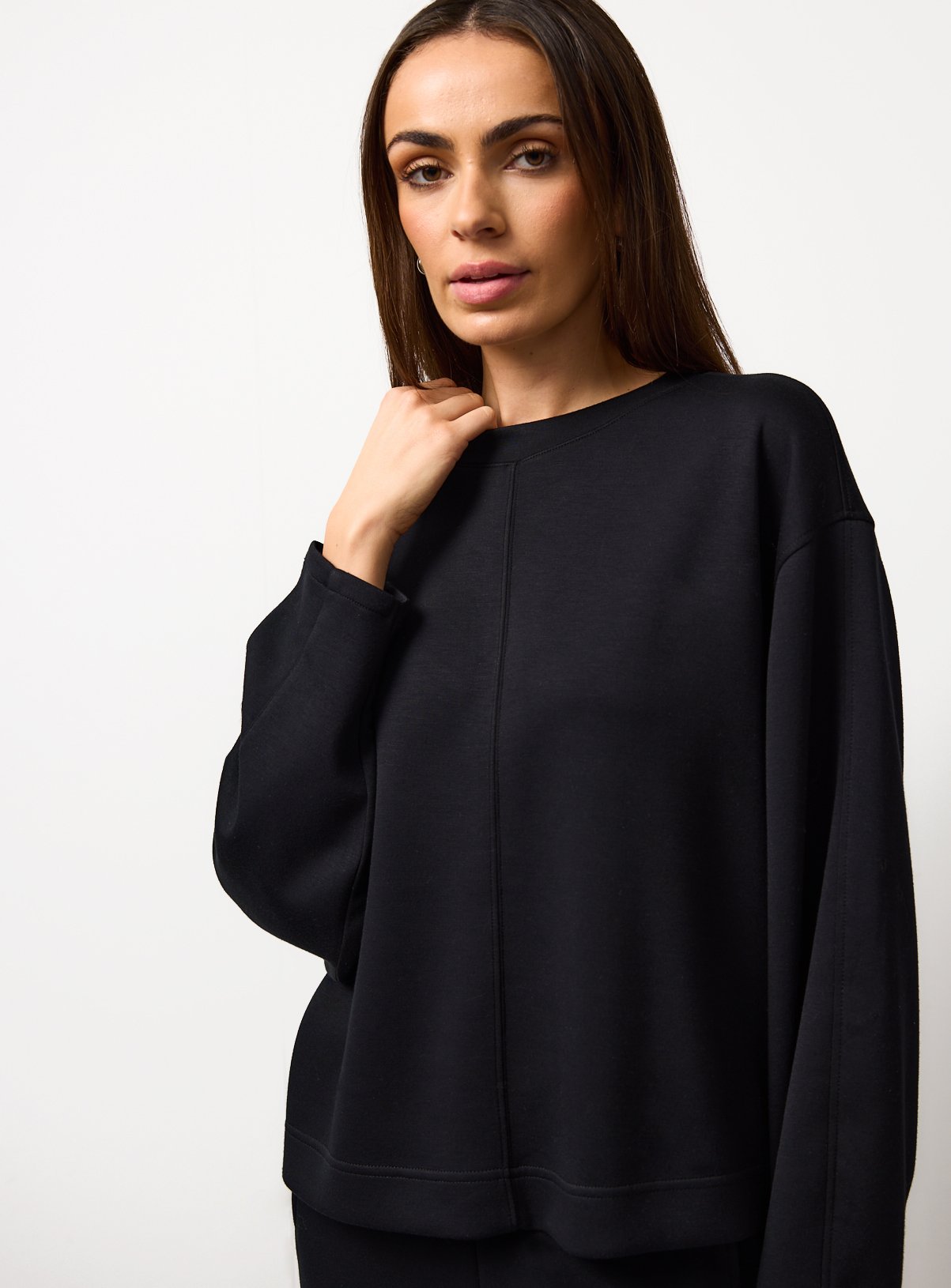 Black Volume Sleeve Scuba Co-ord Sweatshirt S
