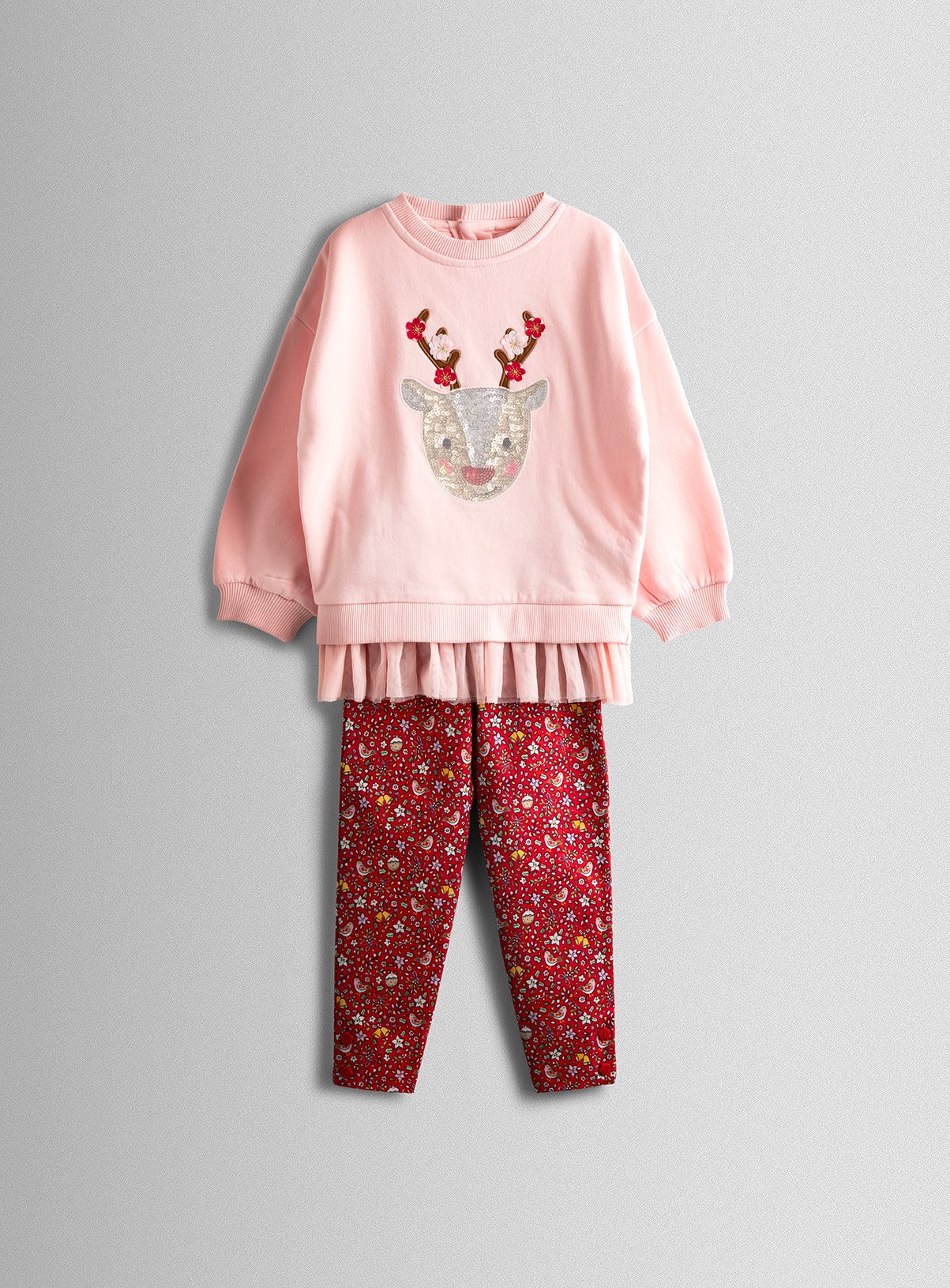 JOJO MAMAN BÉBÉ Reindeer Sequin Sweatshirt And Leggings Set 