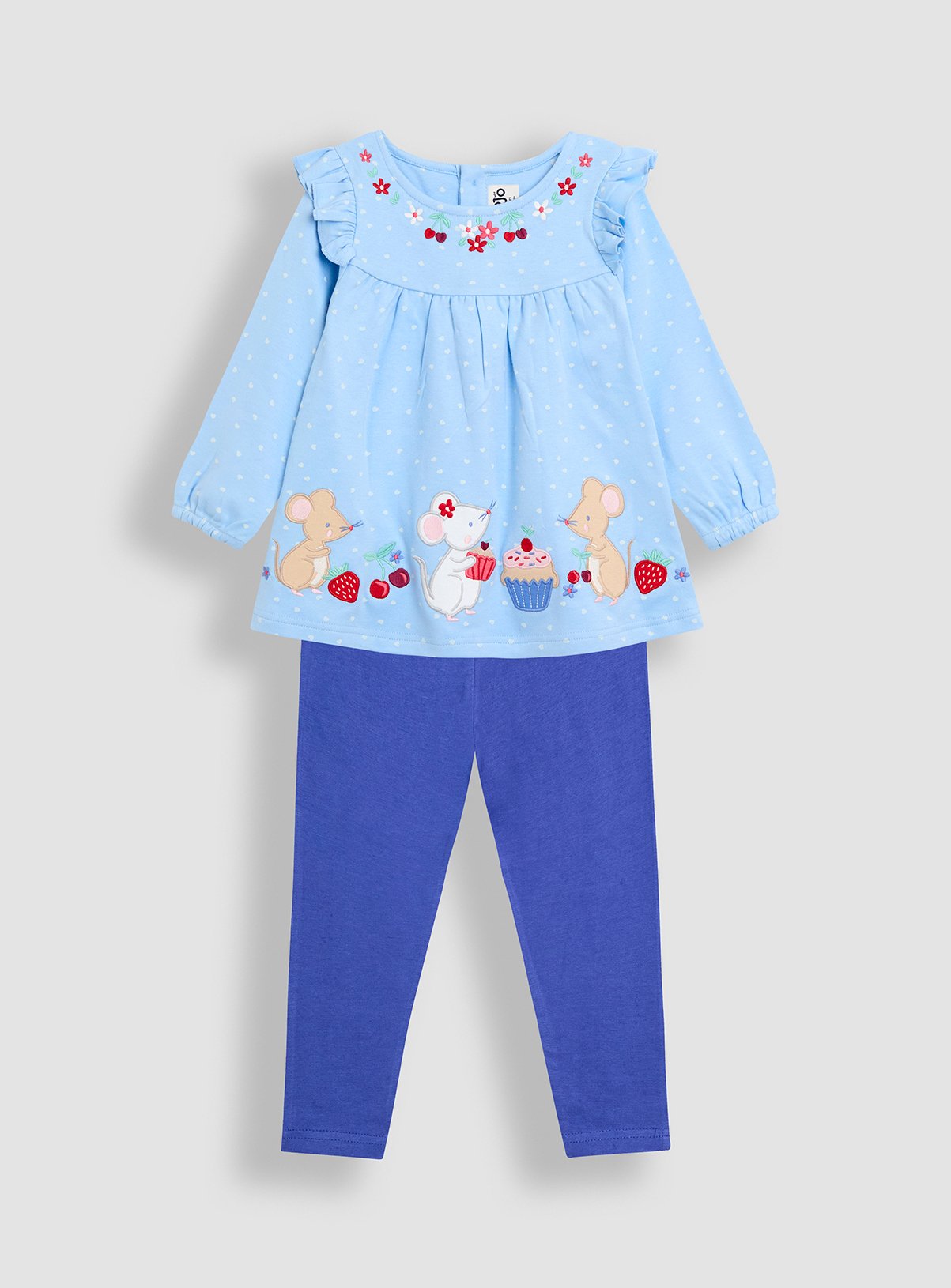 JOJO MAMAN BÉBÉ Mouse Tea party Applique Tunic And Legging Set 