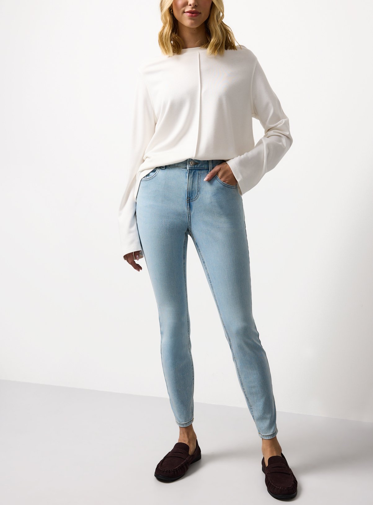 Light Denim Mid Rise Skinny Jeans 14S