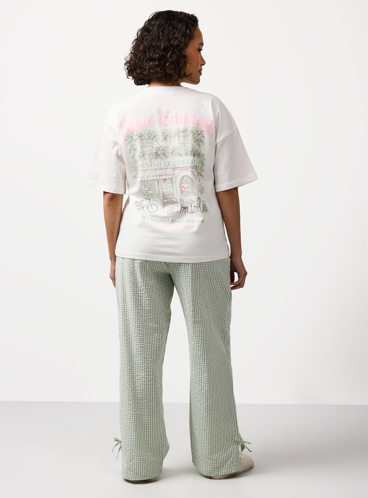 Green & White Slow Sunday Print Pyjamas